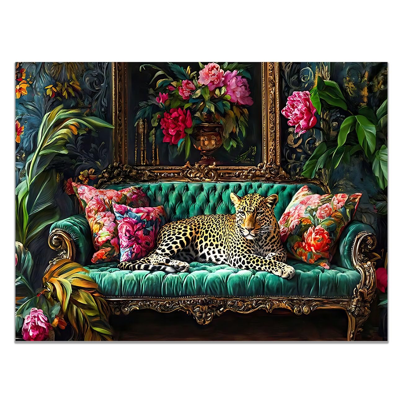 TODOAA Funny Bathroom Wall Decor Sofa Leopard Flowers Modern Abstract Posters for Room Aesthetic Poster Canvas Prints Toilet Picture Artwork Home Decor(Brown 9)-80x120cm Unframed