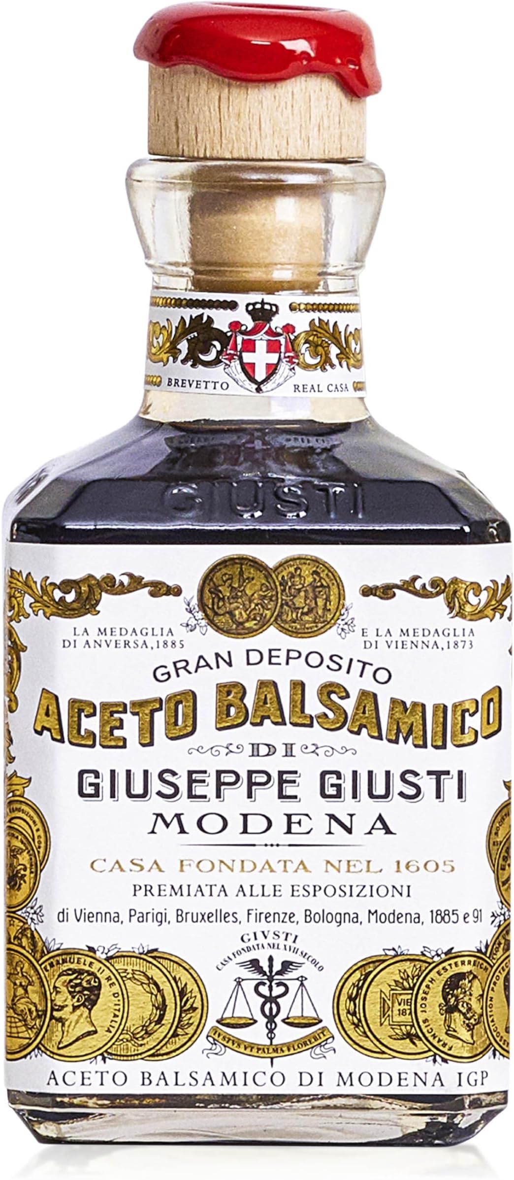 Balsamic Vinegar of Modena IGP – 2 Gold Medals Gourmet Aceto Balsamico di Modena with Rich Flavor for Salads, Marinades, Cheese & Finishing, Made in Italy – 8.45 fl oz (250 ml) - Pack of 1