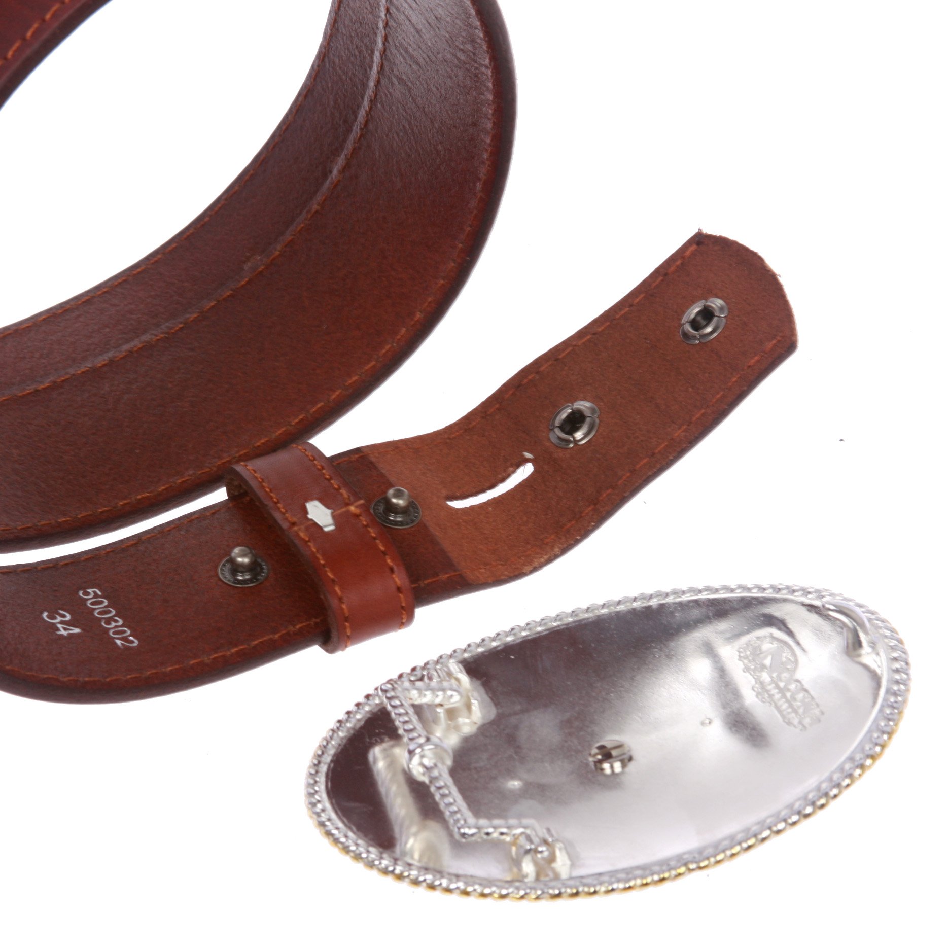Western Cowboy fibbia argento con aquila svettante oro cintura in pelle