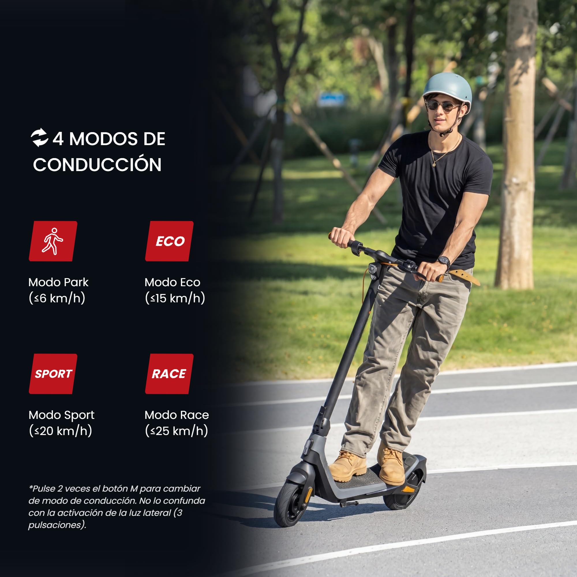 Patinete Eléctrico para Adultos Serie R, Sensor de Huella Digital, 85 km Autonomía, Neumáticos Tubeless 10,5", Control de Tracción TCS