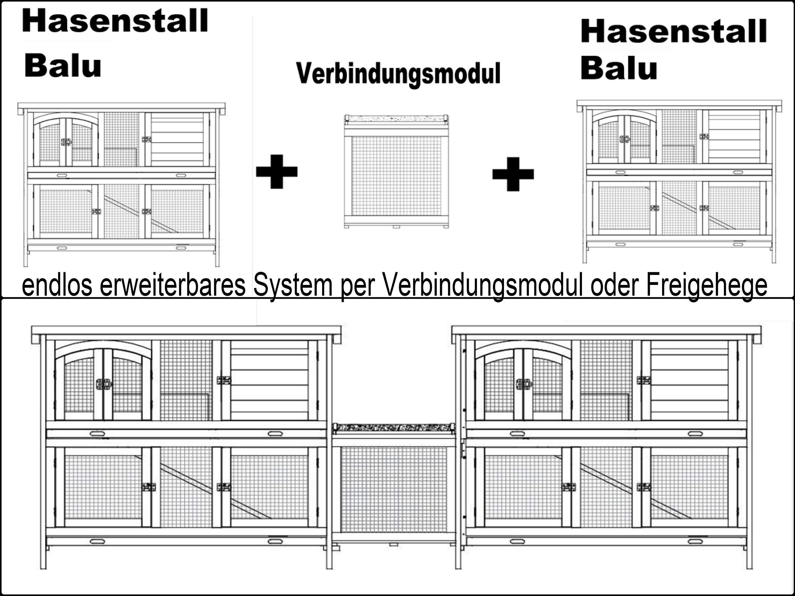 nanook System-Hasenstall Hasenstall Kaninchenstall XXL Meerschweinchenstall Balu erweiterbar draußen wetterfest 120 x 50 x 104 cm