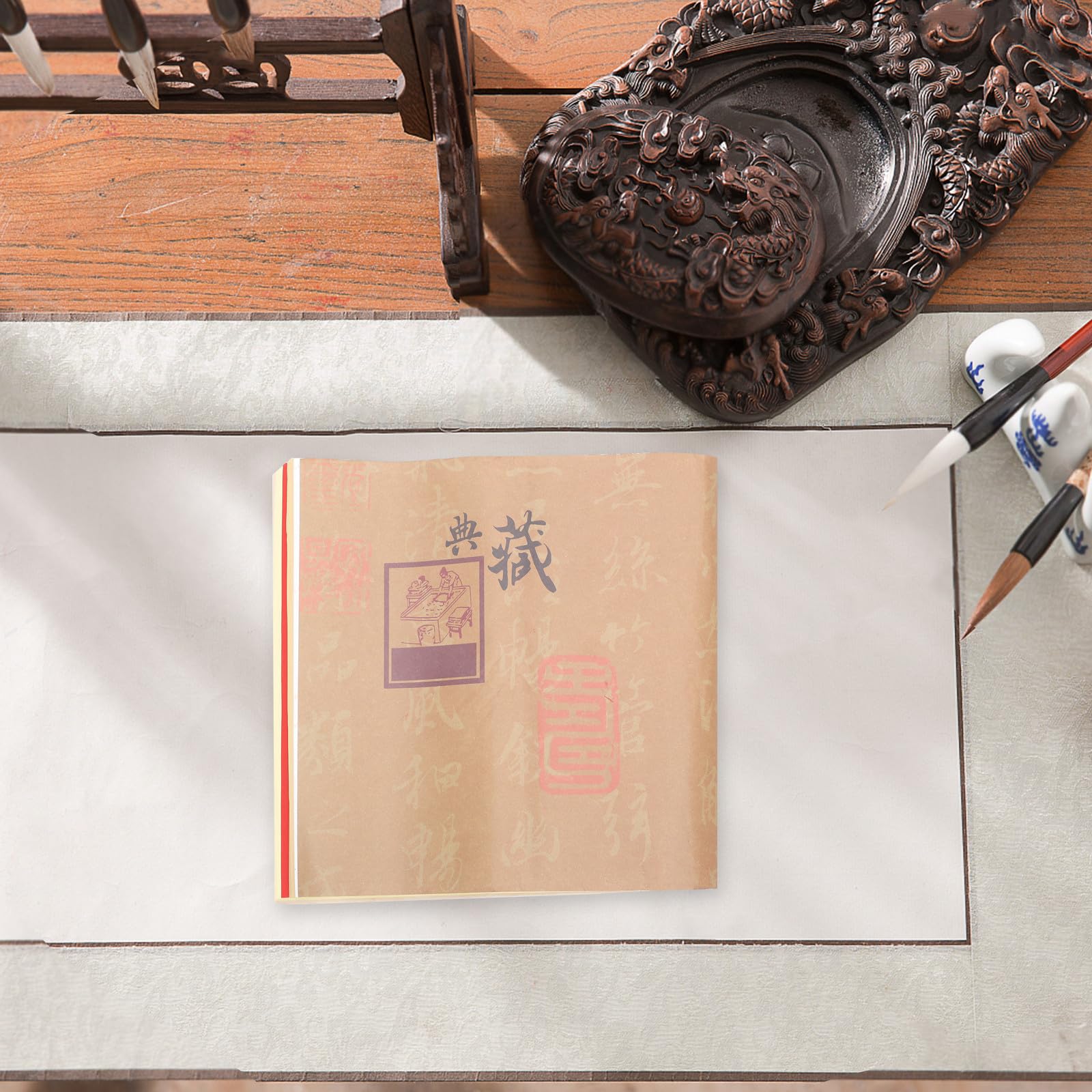 50 Piezas Papel de Arroz para Caligrafía China, de Dibujo Azul