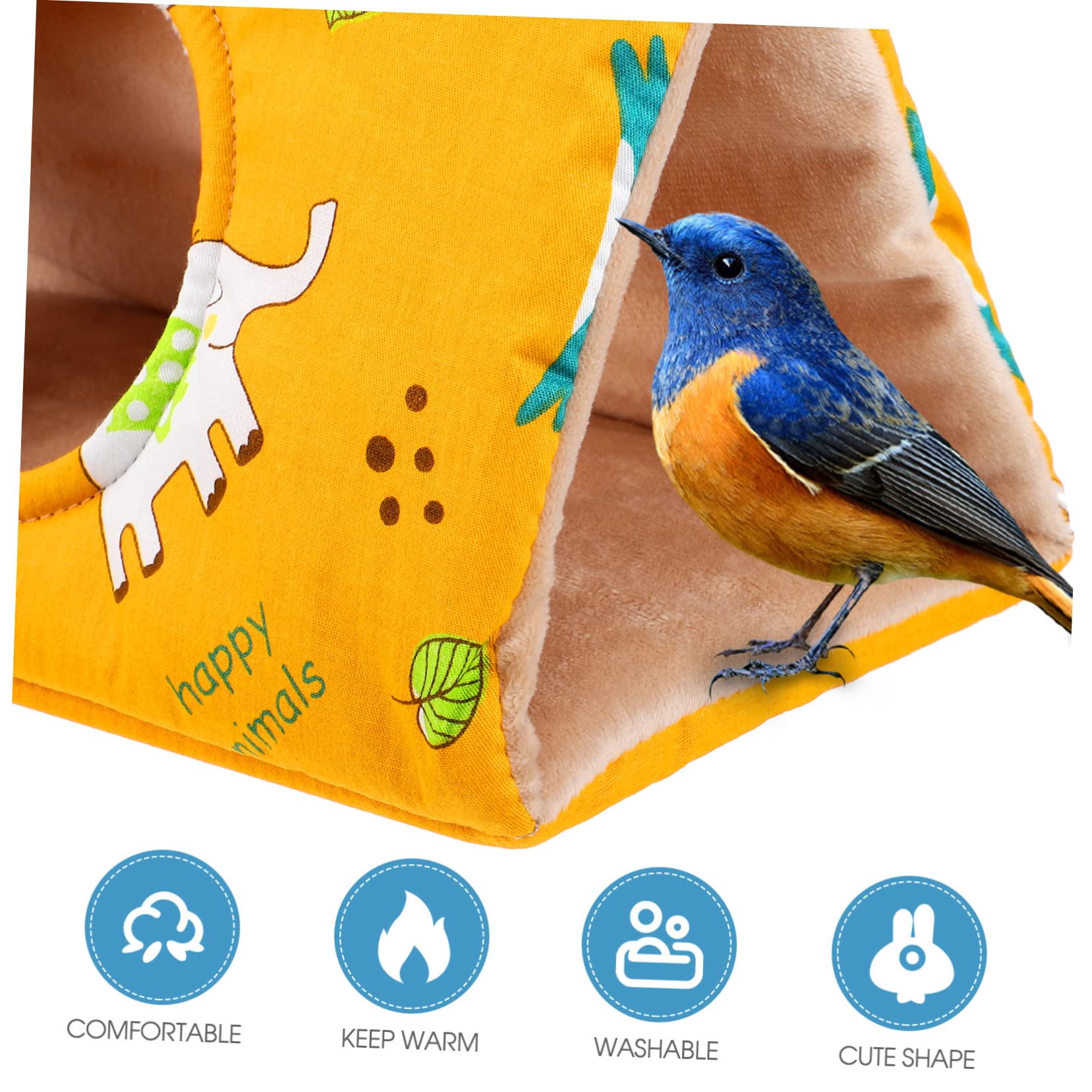 Nidos de Pájaros Colgantes Cálidos para Invierno Orificio Redondo, Vellón de Cristal y Algodón, Tamaño Mediano Amarillo, Adecuado para Loros y Periquitos en Jaulas y Jaulones