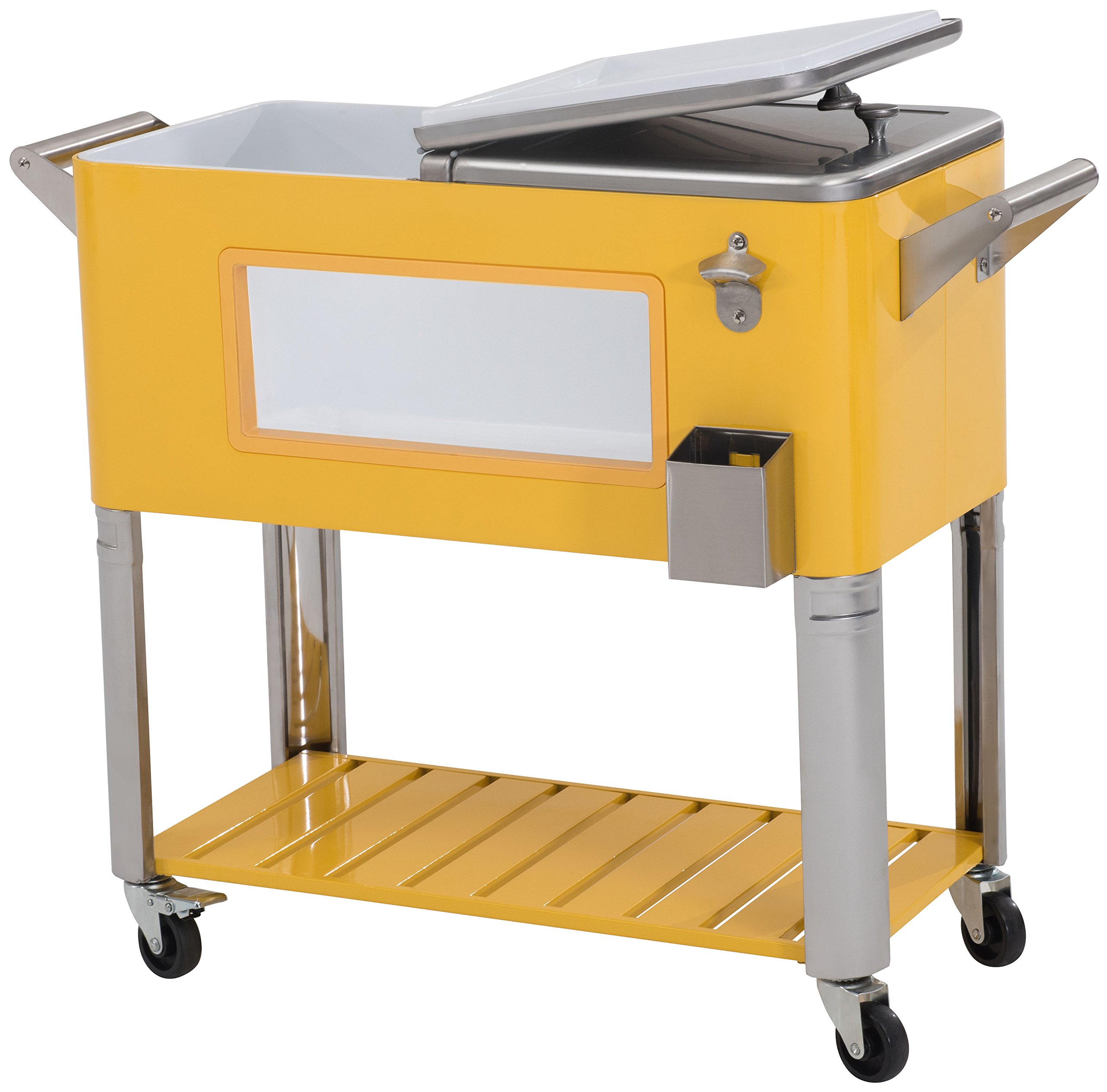 Sunjoy 80 Qt Patio Cooler with LED Lights-Yellow, Yellow