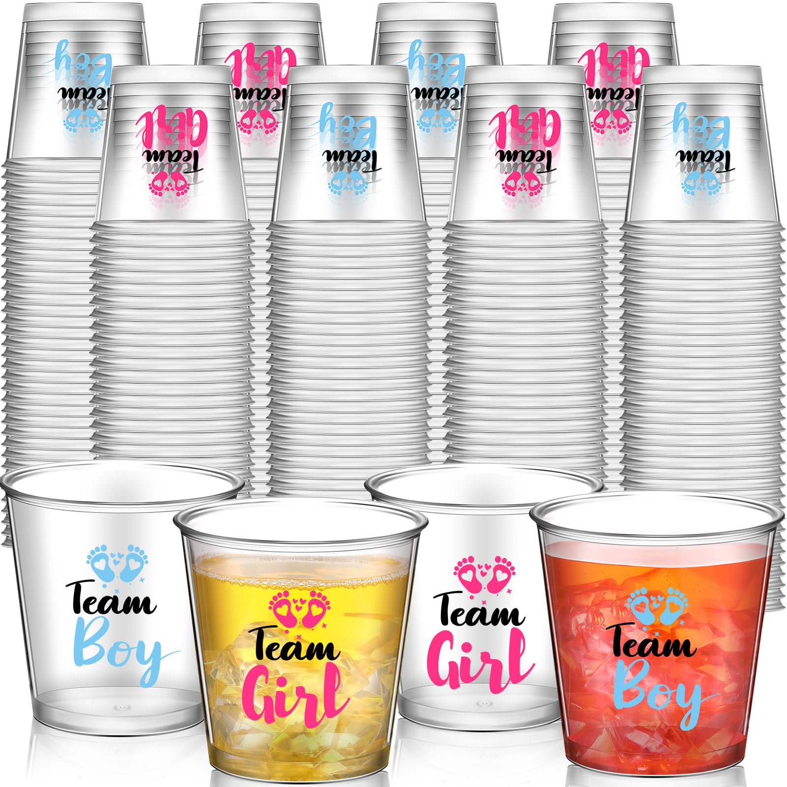 Willinglong 80 Pcs Gender Reveal Party Shot Glasses, 2.87oz Disposable Team Boy Team Girl Gender Reveal Plastic Cup Blue Pink Plastic Cup Decoration