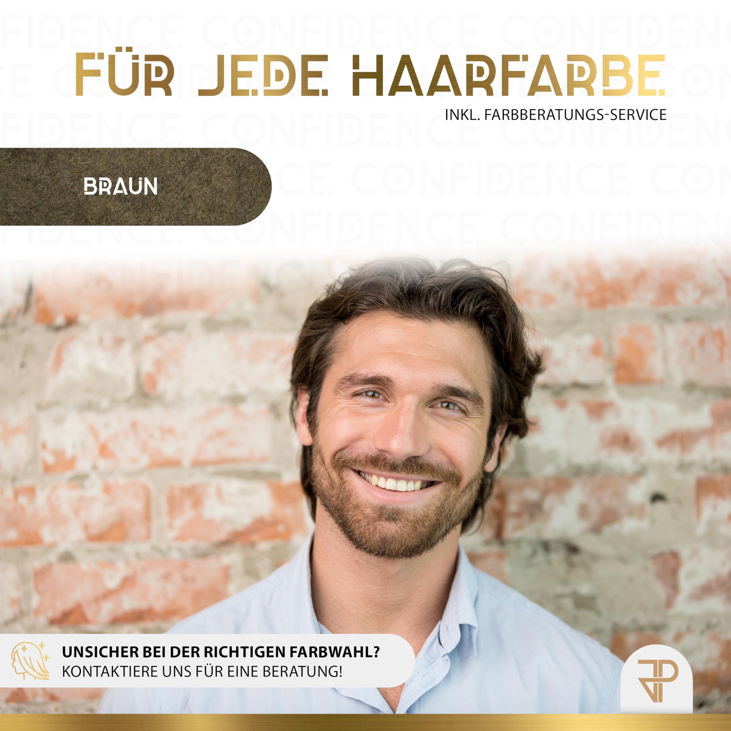 JP Confidence - Premium Streuhaar zur Haarverdichtung - Friseurqualität - 100% natürlich - Authentischer Look - für Männer & Frauen - Braun