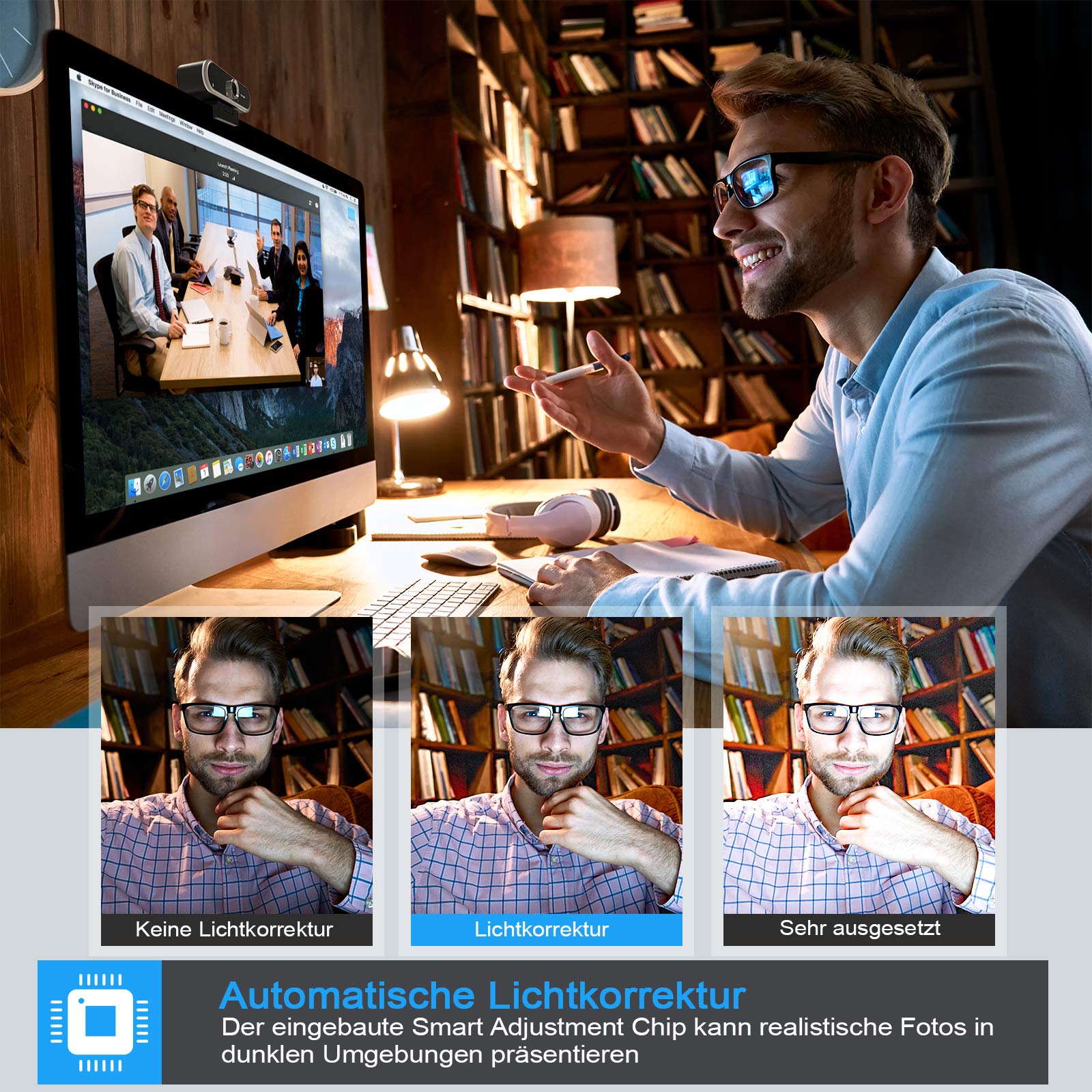 Aigolink Webcam 1080P With Microphone And Webcam Cover, Tripod - View #8