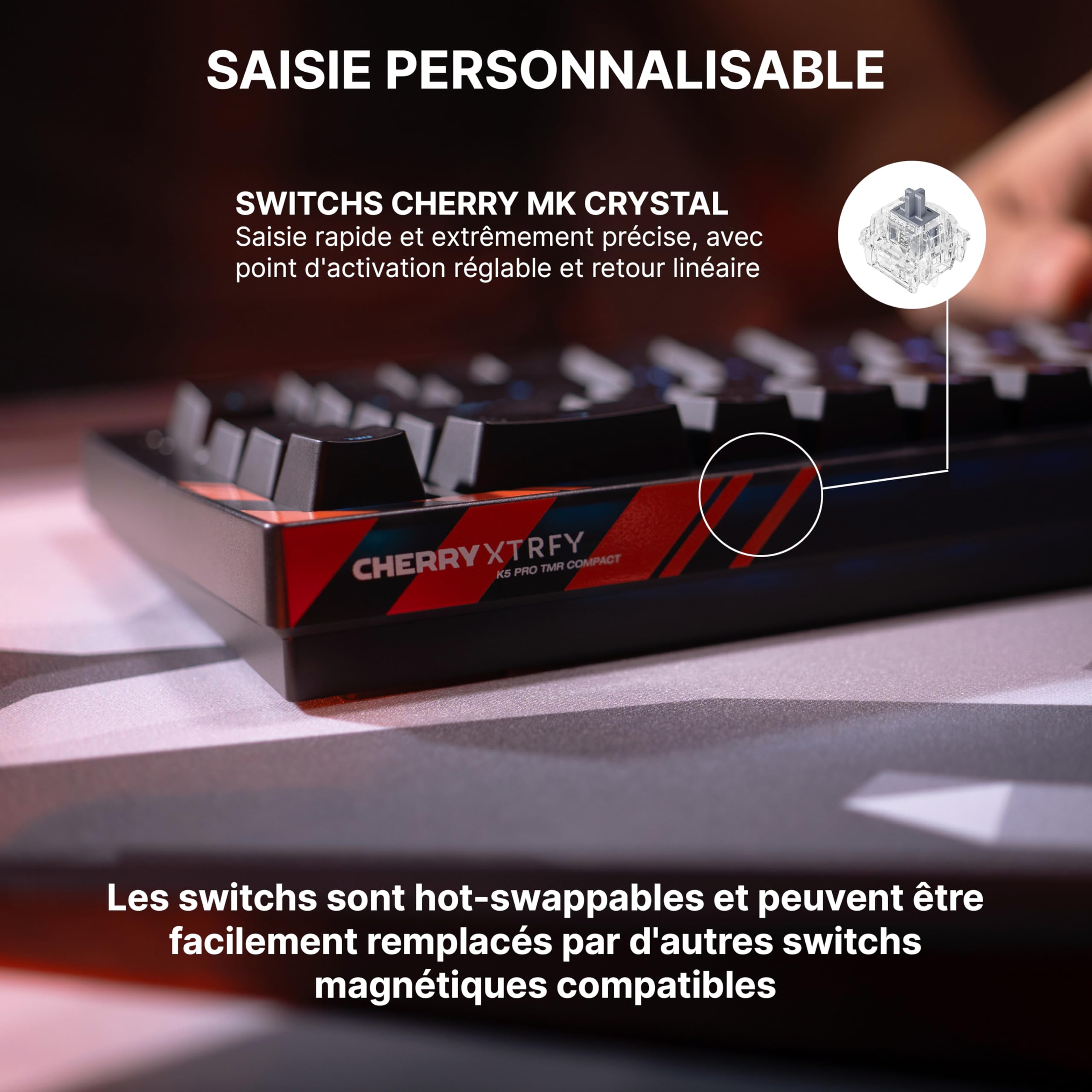 K5 Pro TMR Compact - Clavier Gaming Filaire Magnétique, Switches MK Crystal Personnalisables, Hot-Swap, Rapid Trigger, SnapKey, Atténuation du Son, 8000 Hz, Disposition FR (AZERTY), Noir
