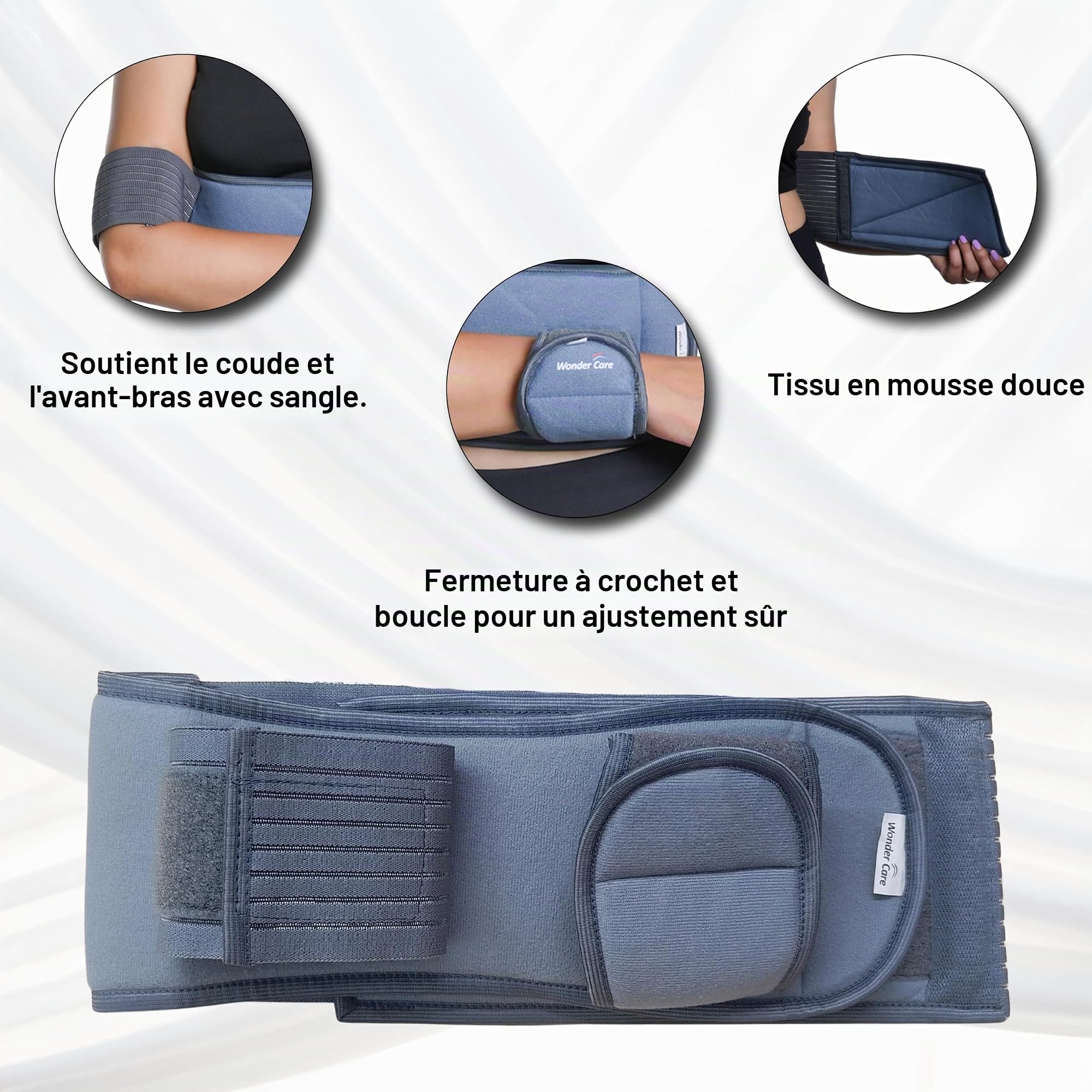 Wonder Care Immobilisateur de bras gris – Attelle d'immobilisation d'épaule réglable | d'immobilisation d'épaule santé gris – Taille 2