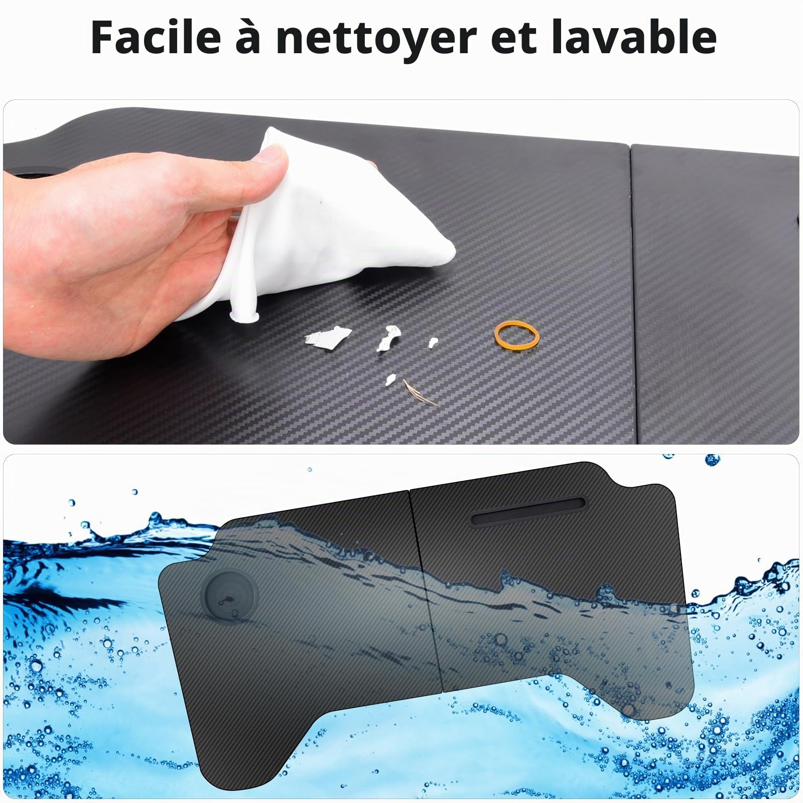 Bureau d'ordinateur Portable de Voiture pour Tesla Model 3 Model Y, Table de Travail Pliable pour Ordinateur Portable, Plateau de Volant, Plateau en Fibre de Carbone pour Travailler, Lire, Manger