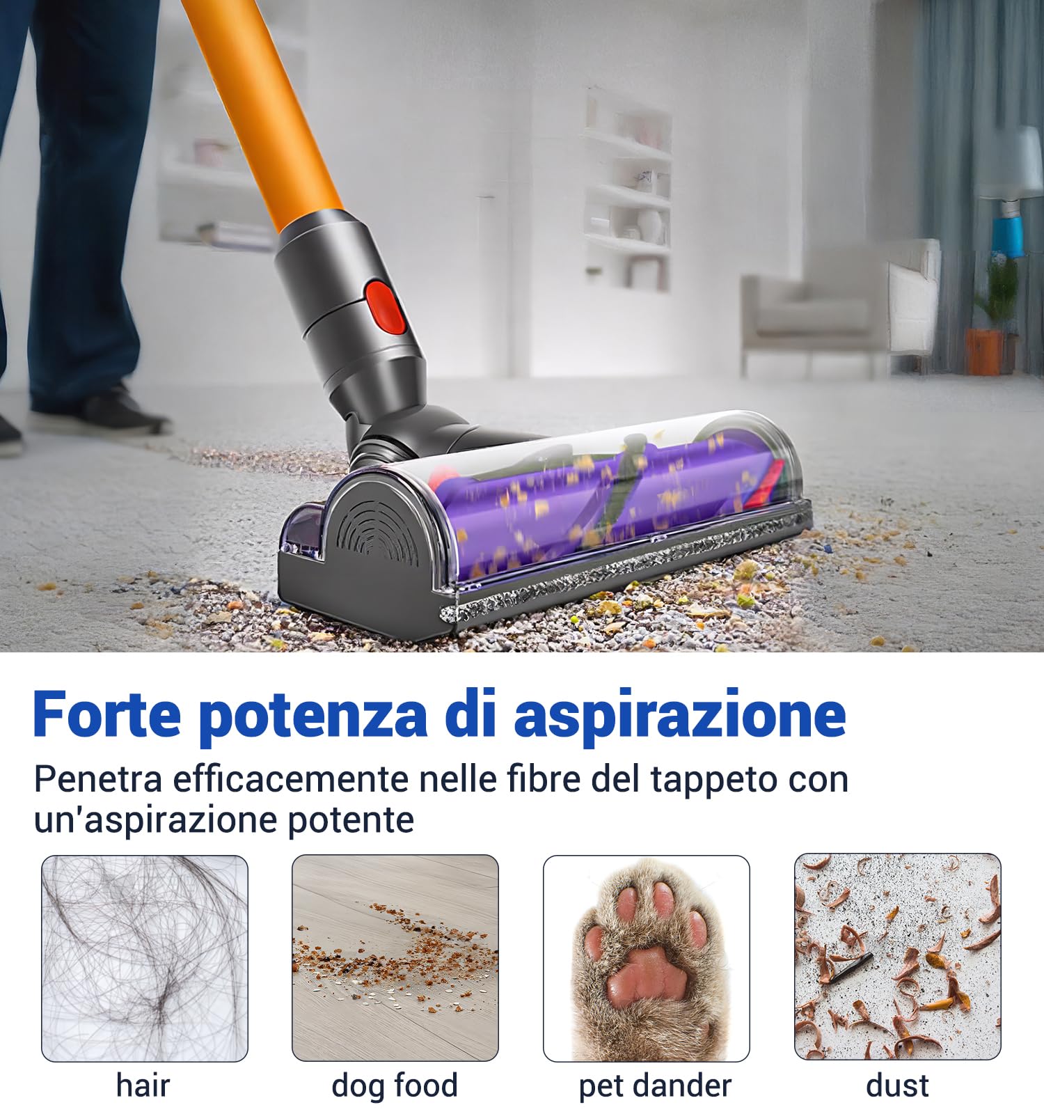 DAMAIYI Spazzola Motorizzata Compatibile per Dyson Aspirapolvere: V7, V8, V10, V11, V15 - Accessorio, Spazzola a Turbina, Spazzola di Ricambio