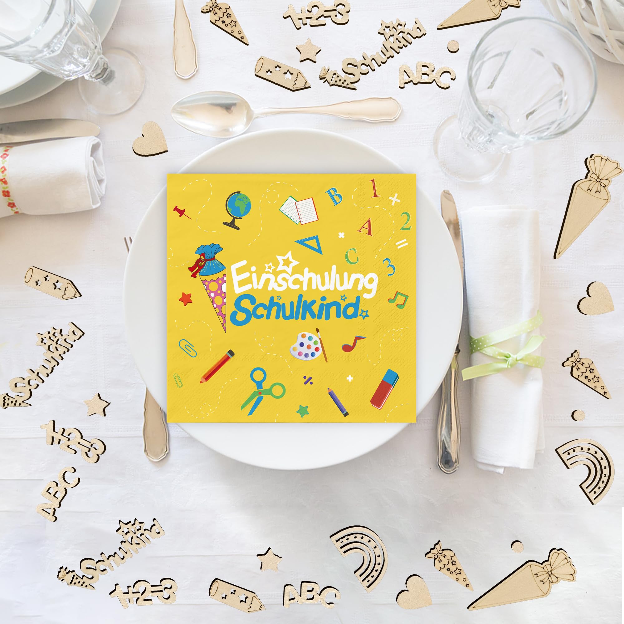 40 Stück Einschulung Servietten - Bunte Schulanfang Deko Für Jungen & Mädchen