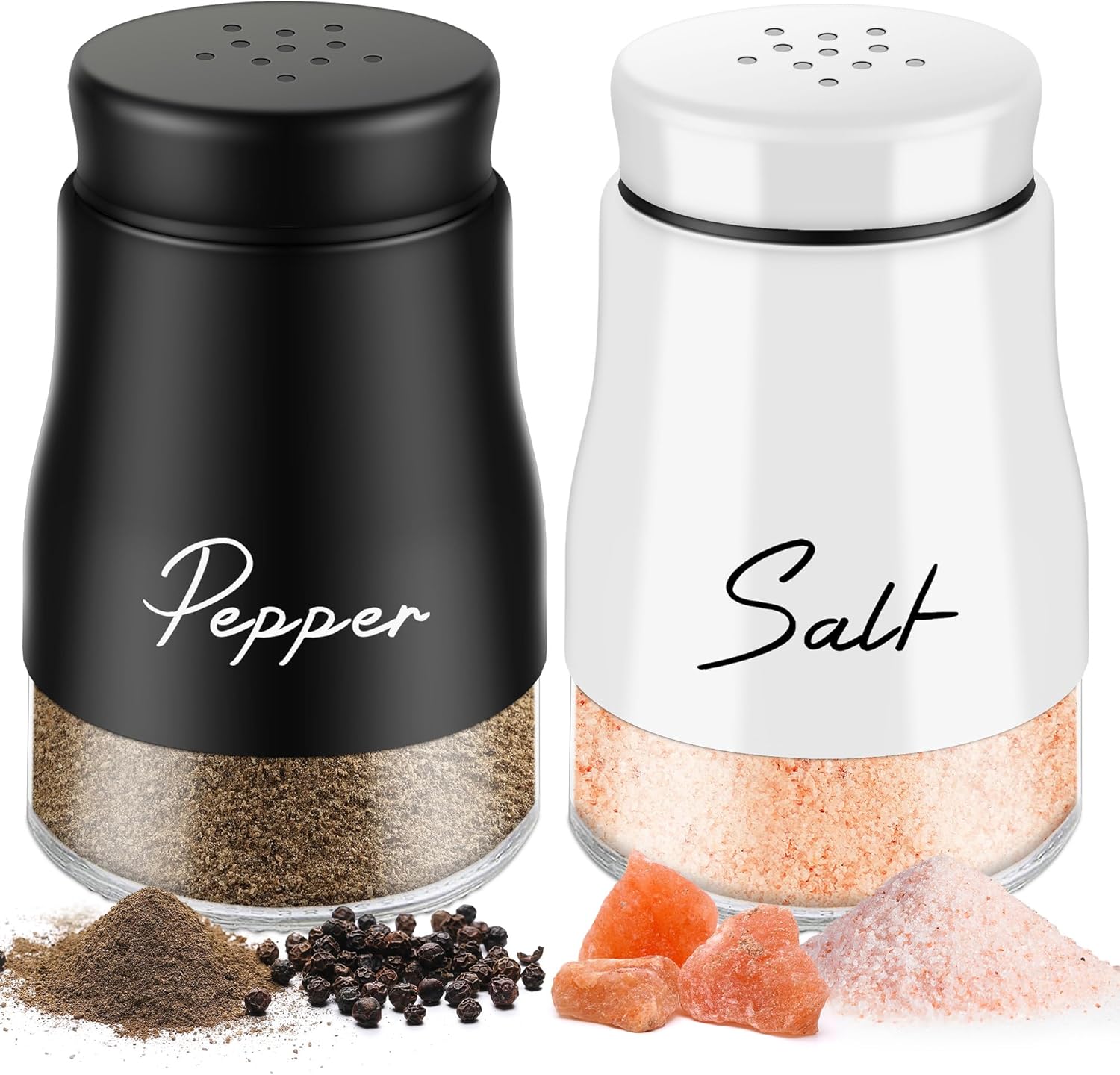 Salt and Pepper Shakers Small Set 5 oz Glass Base Salt Shakers