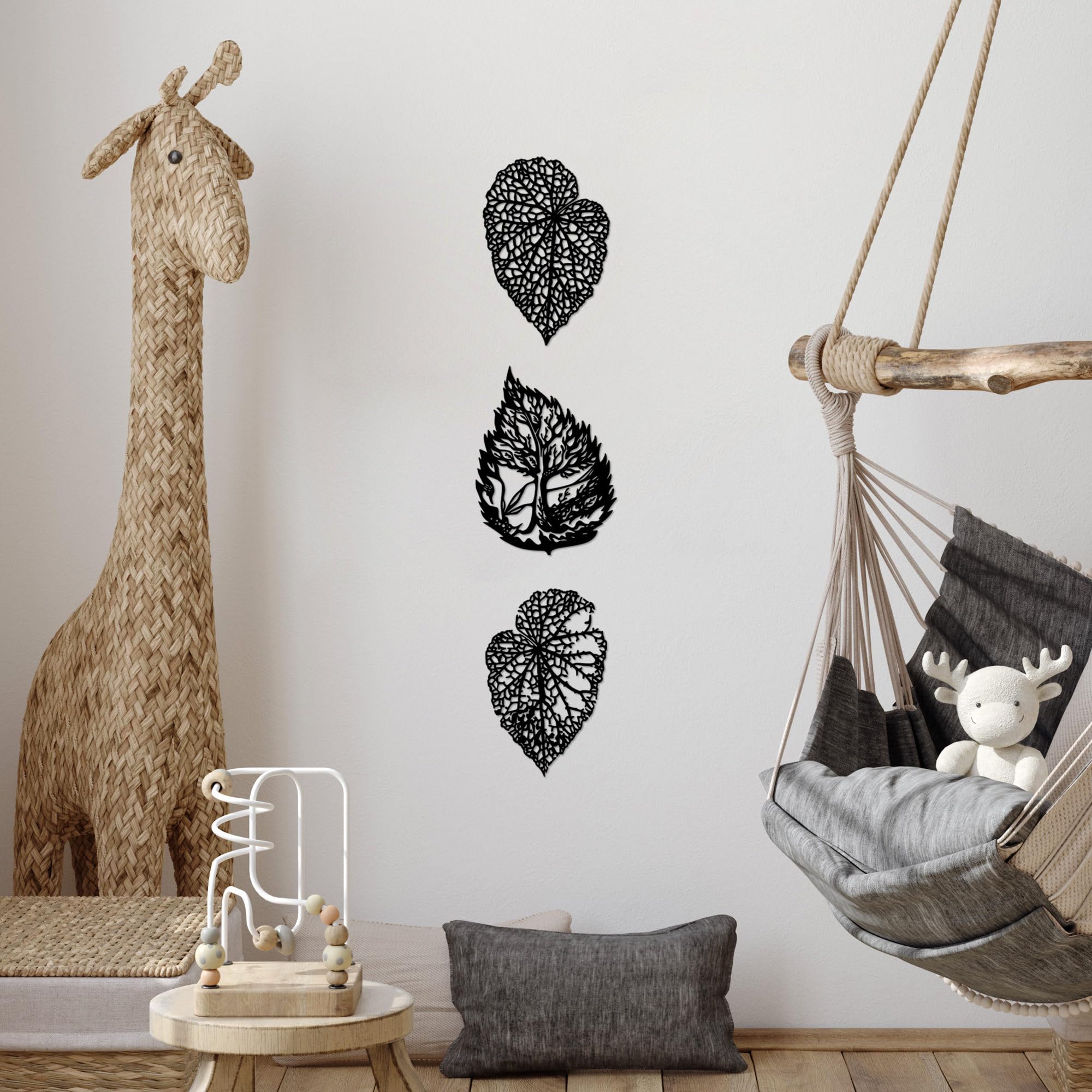 Stylish Black Decorative Metal Wall Accessory Set (3 Pieces), 100% Metal, 1.5 mm Thick - Image 3
