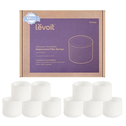 LEVOIT 10-Pack Top Fill Humidifier Replacement Filters, Capture Particles to Improve Humidification Efficiency, for Classic160, Dual150, Dual200S, Classic300(S), LV600S, OasisMist450S, Superior6000S