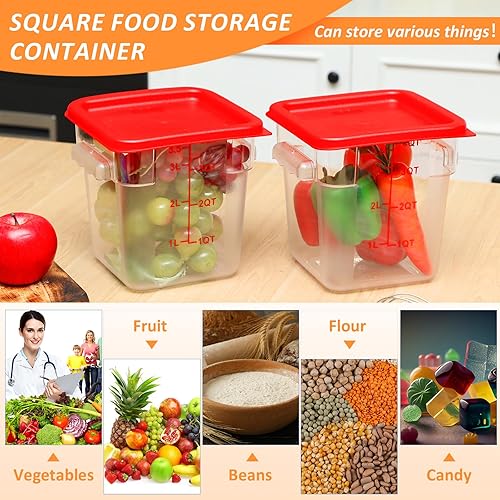 Miniatura 5 de Yungyan 6 recipientes comerciales de almacenamiento de alimentos de 4 cuartos de galón cuadrados acrílicos herméticos con tapas, contenedores de