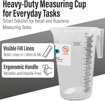 WIPESPLUS Measuring Cup Multi-Task Wipes Measuring Cup, 64 Ounces for Supermarkets, Retail, and Business, Plastic