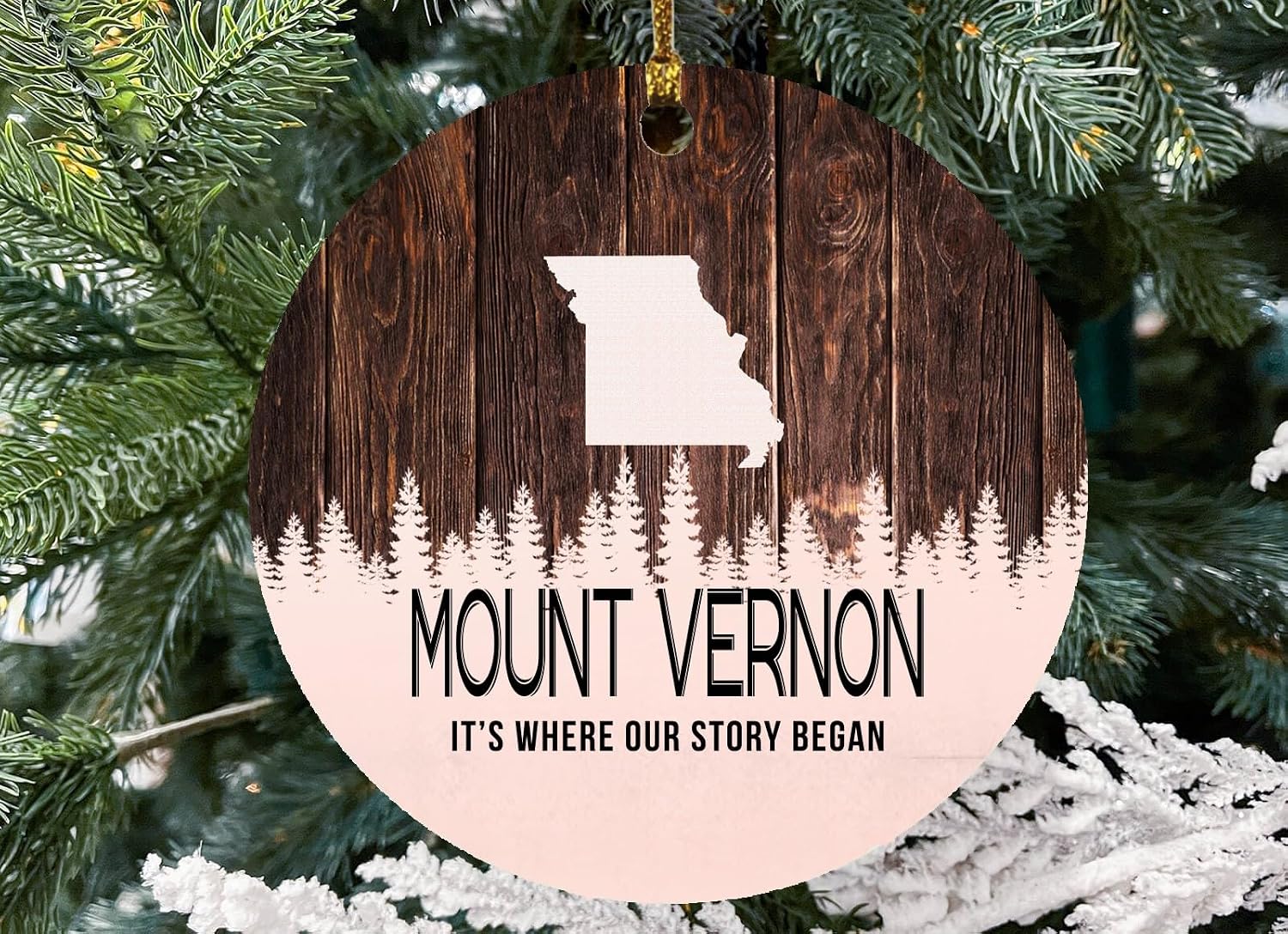 Christmas Ornament Intended for Mount Vernon Missouri City State Map Ornament Mount Vernon MO It’s Where Our Story Began Rustic Decoration Xmas Tree Keepsake Gift 3" White