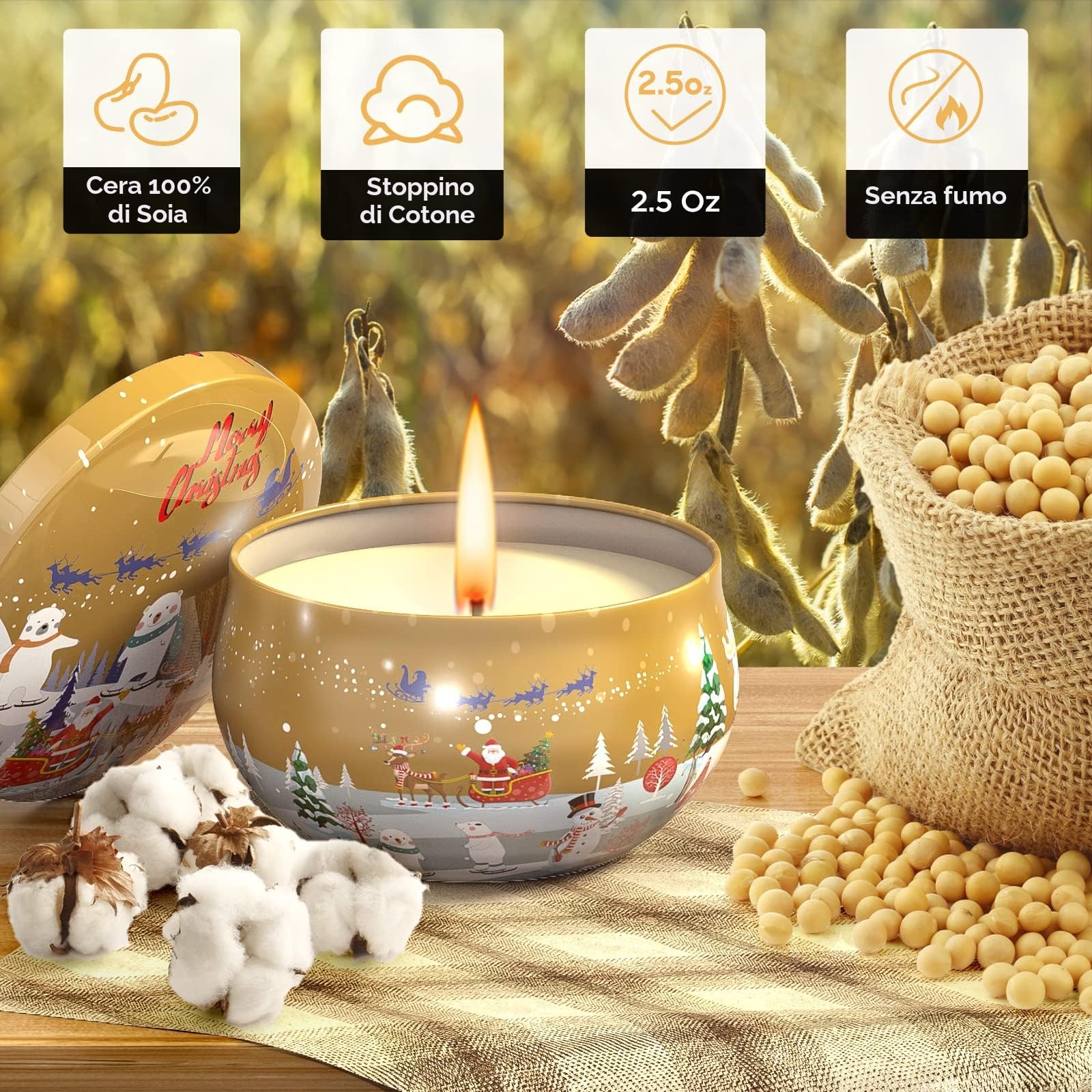 Primevolve 12 Pezzi candele profumate, 100% Cera di Soia Naturale, pensierini natalizi, set regali donna, Adatto per Compleanno Matrimonio Bagno Yoga