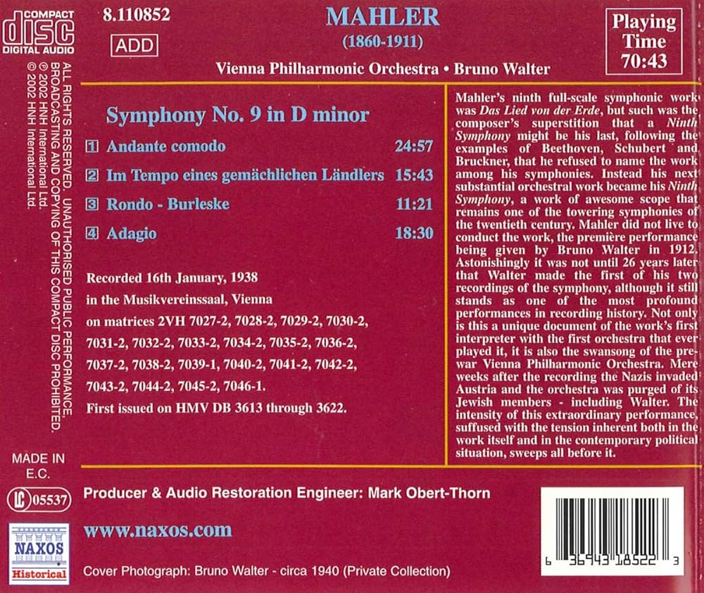 クラシック Mahler The Symphonies Orchestral songs Mahler: Symphony, No. 9 / Strauss: Metamorphosen: Gustav