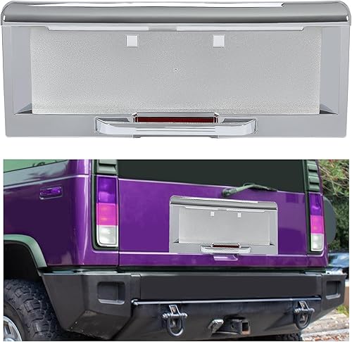 KUAFU Marco de matrícula trasero compatible con Hummer H2 2003-2005, cubierta de bisel, moldura de plástico ABS cromado, juego de 3 piezas