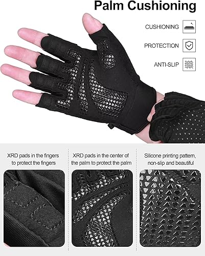 Miniatura 4 de Guantes de entrenamiento para hombres y mujeres, guantes de gimnasio de medio dedo, absorbentes de golpes, guantes de ejercicio antideslizantes y