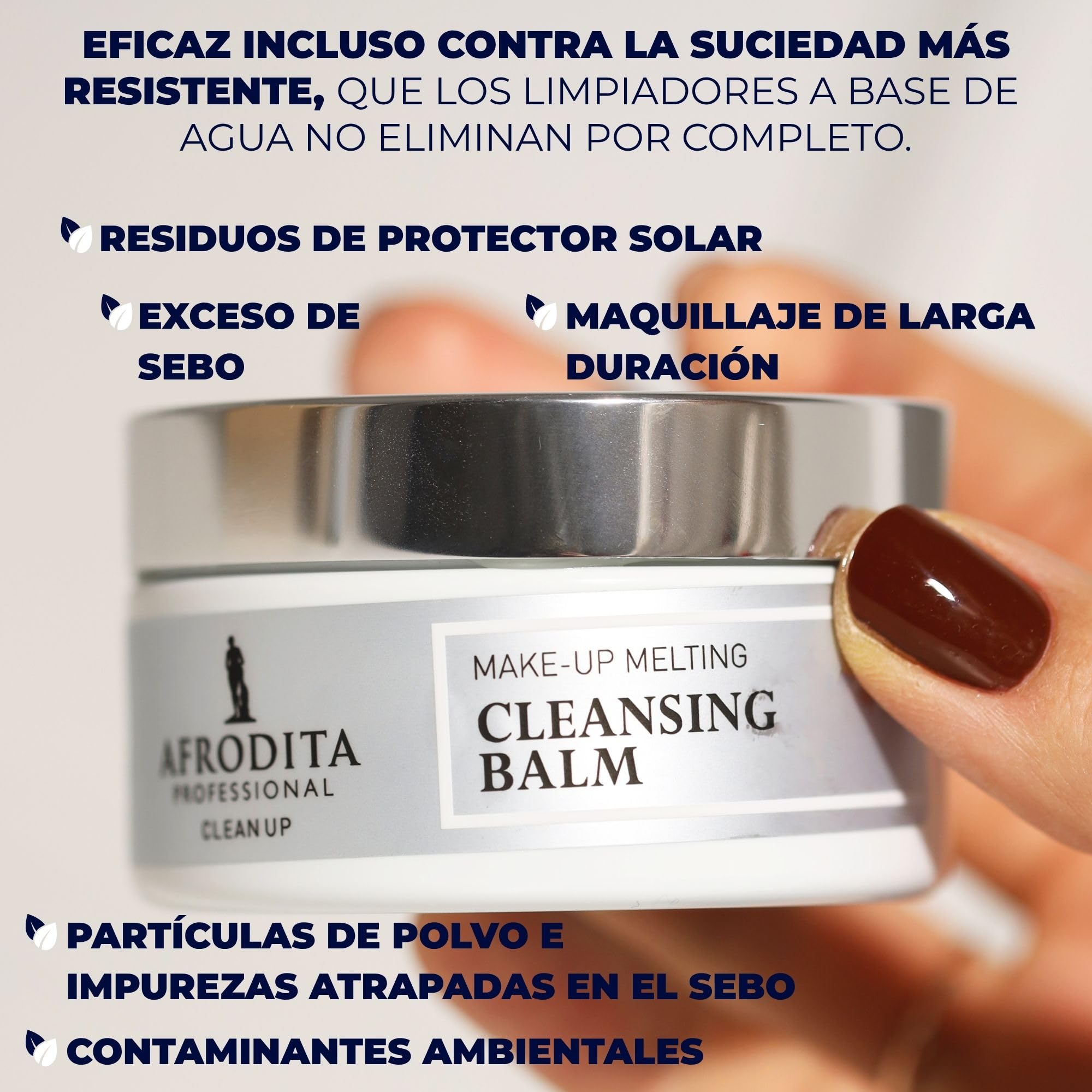 Afrodita Professional Clean Up Cleansing Bálsamo de limpieza de 100 ml Premium a base de aceite y bálsamo de limpieza facial, resistente al agua, con manteca de karité y aceite de coco, para piel seca