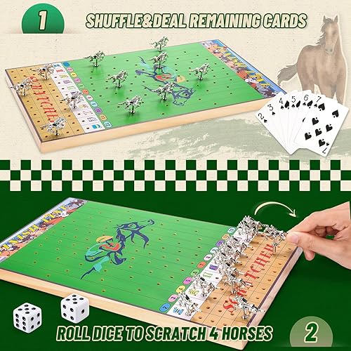 Miniatura 2 de Juegos de mesa de carreras de caballos juegos de mesa de carreras de caballos con 11 caballos de metal de lujo para adultos, adolescentes y niños,