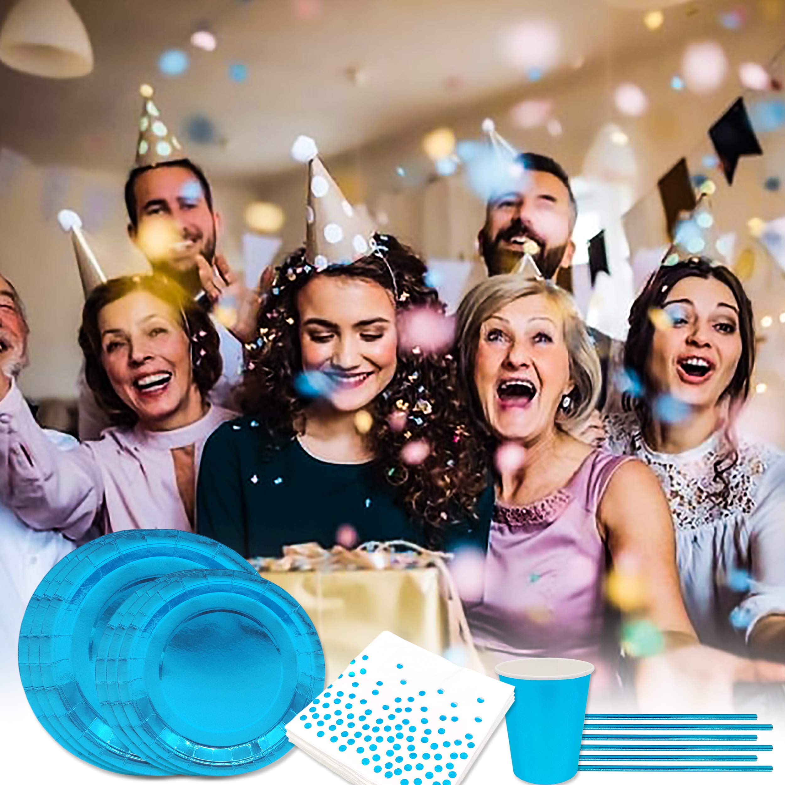 69P Babyblauw Party Service Set: Papieren Borden, Servetten en Bekers, Pastelblauwe Decoraties Voor Kinderen Verjaardagen 69P Babyblauw Party Service Set: Papieren Borden, Servetten en Bekers, Pastelblauwe Decoraties Voor Kinderen Verjaardagen