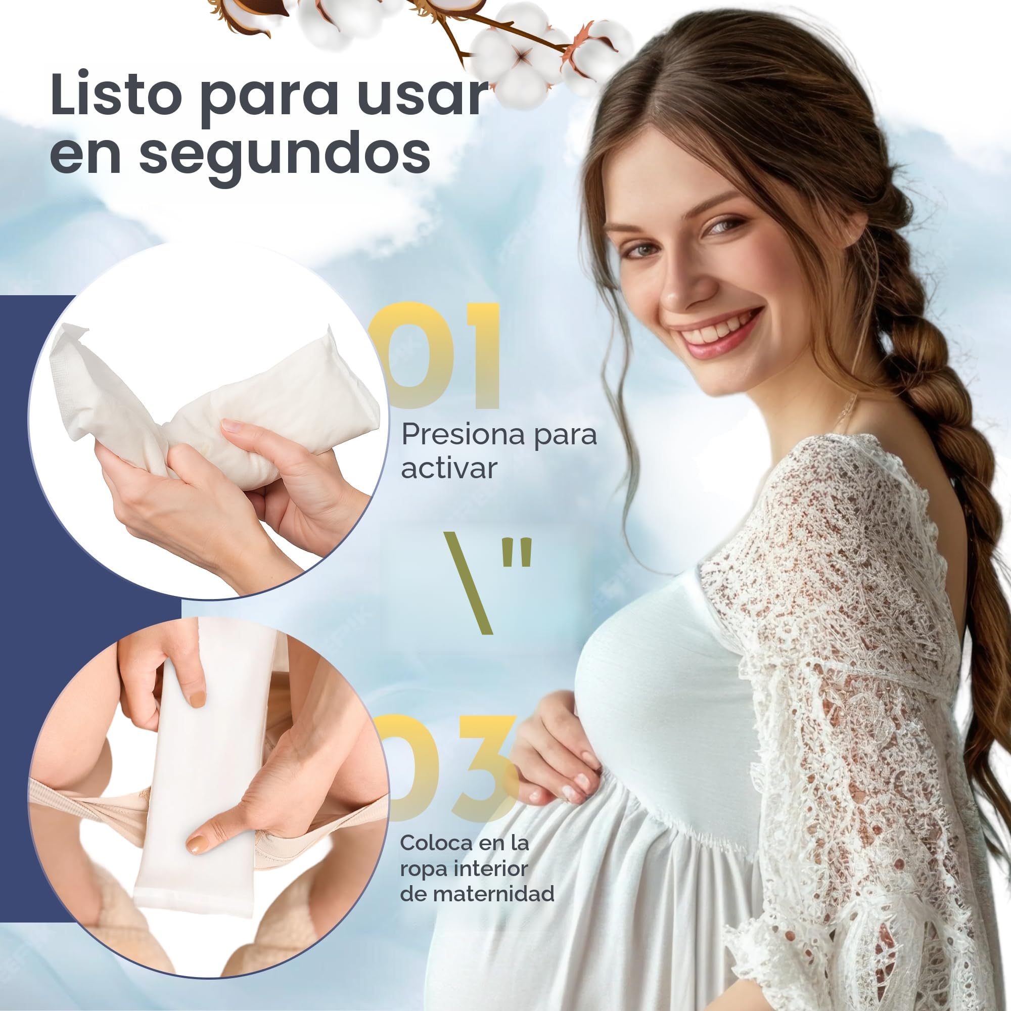 First Days Maternity - Compresas de Frío Perineal Instantáneo para el Posparto. Compresa refrescante absorbente para después del parto.