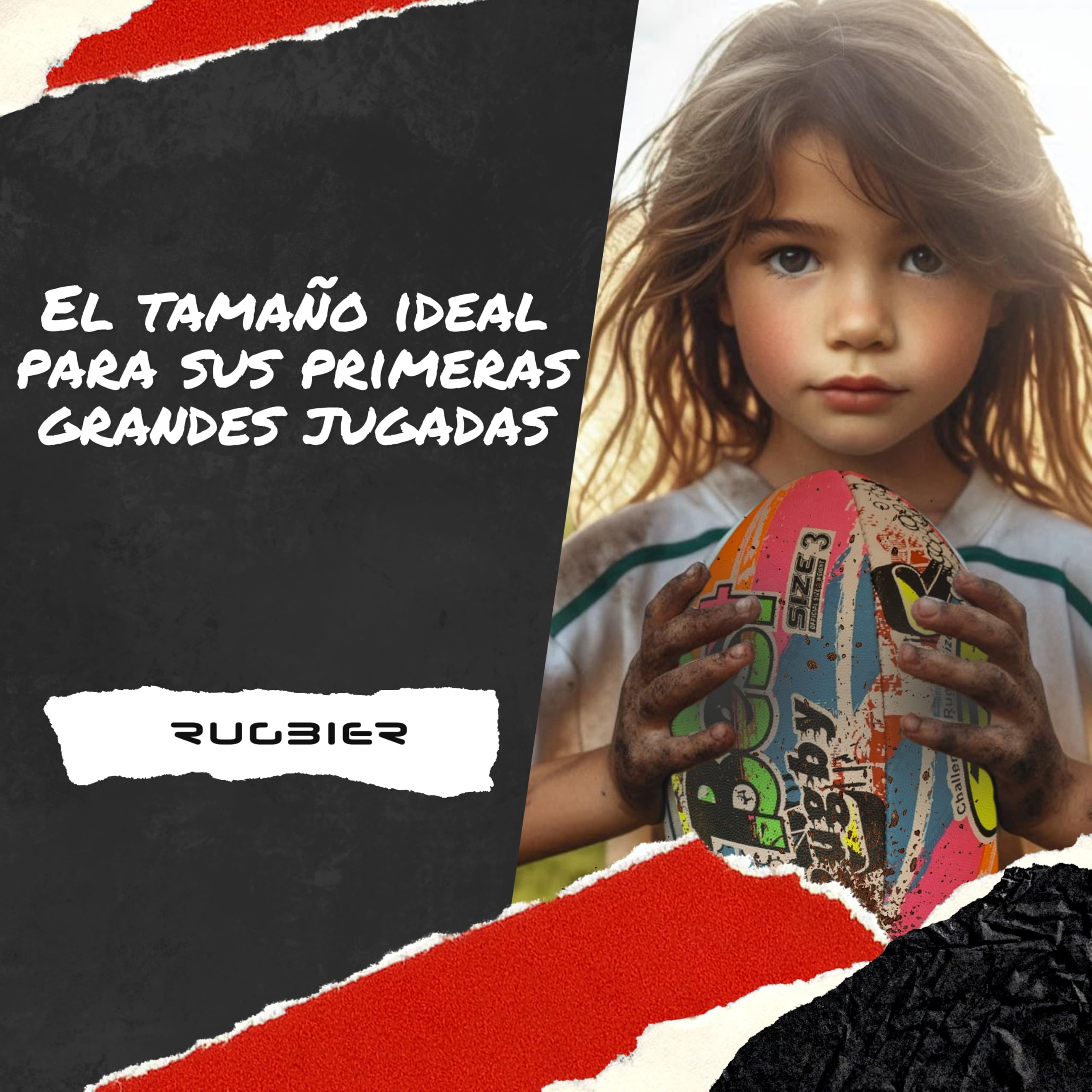 Pallone da Rugby per Bambini e Bambine T3 – Pallone per Scuola - Iniziazione e Allenamento - Design Esclusivo - Modello Best Rugby
