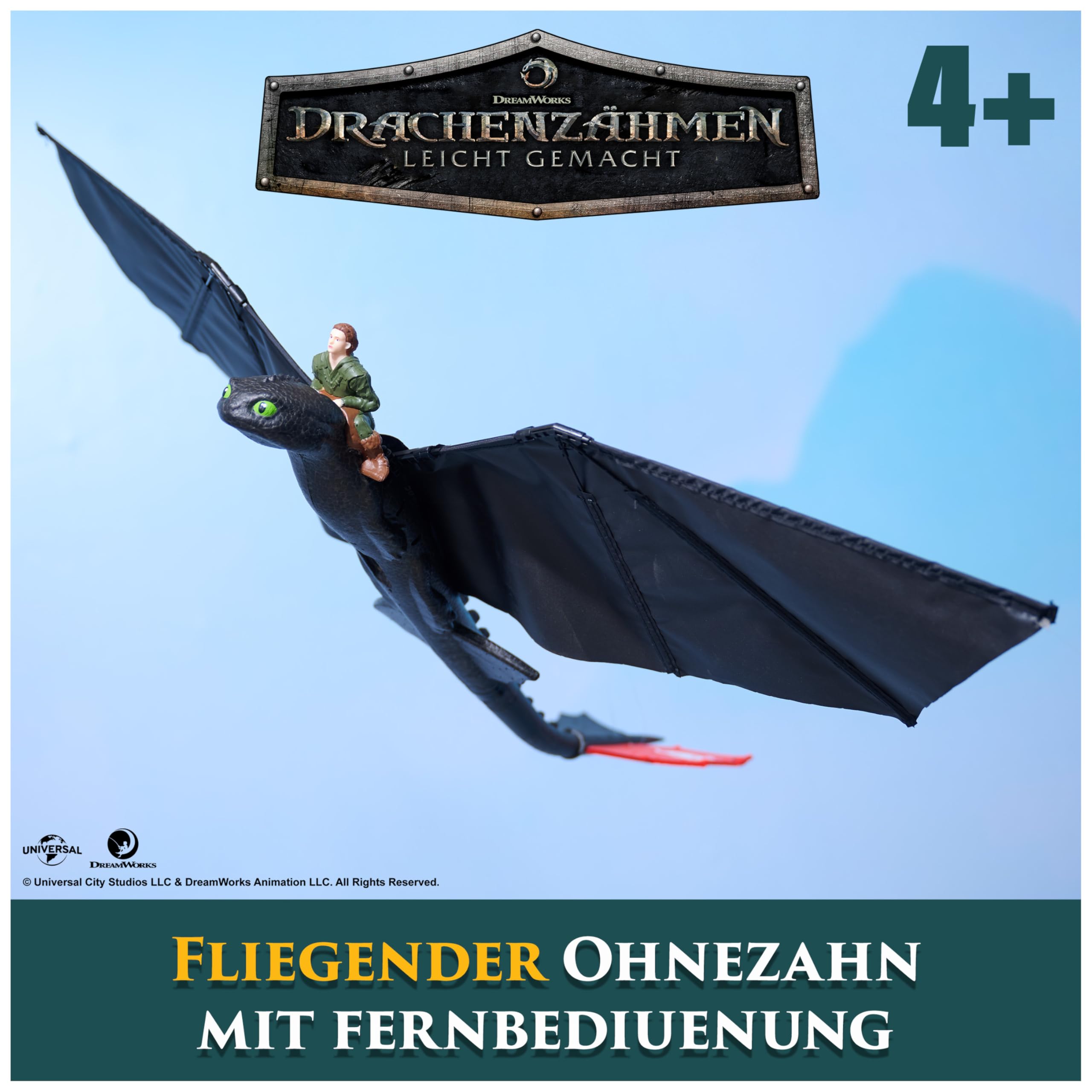 Dreamworks How to Train your Dragon, Remote Control, Fliegender Drache Ohnezahn mit Fernbedienung, Spielzeug für Kinder ab 4 Jahren