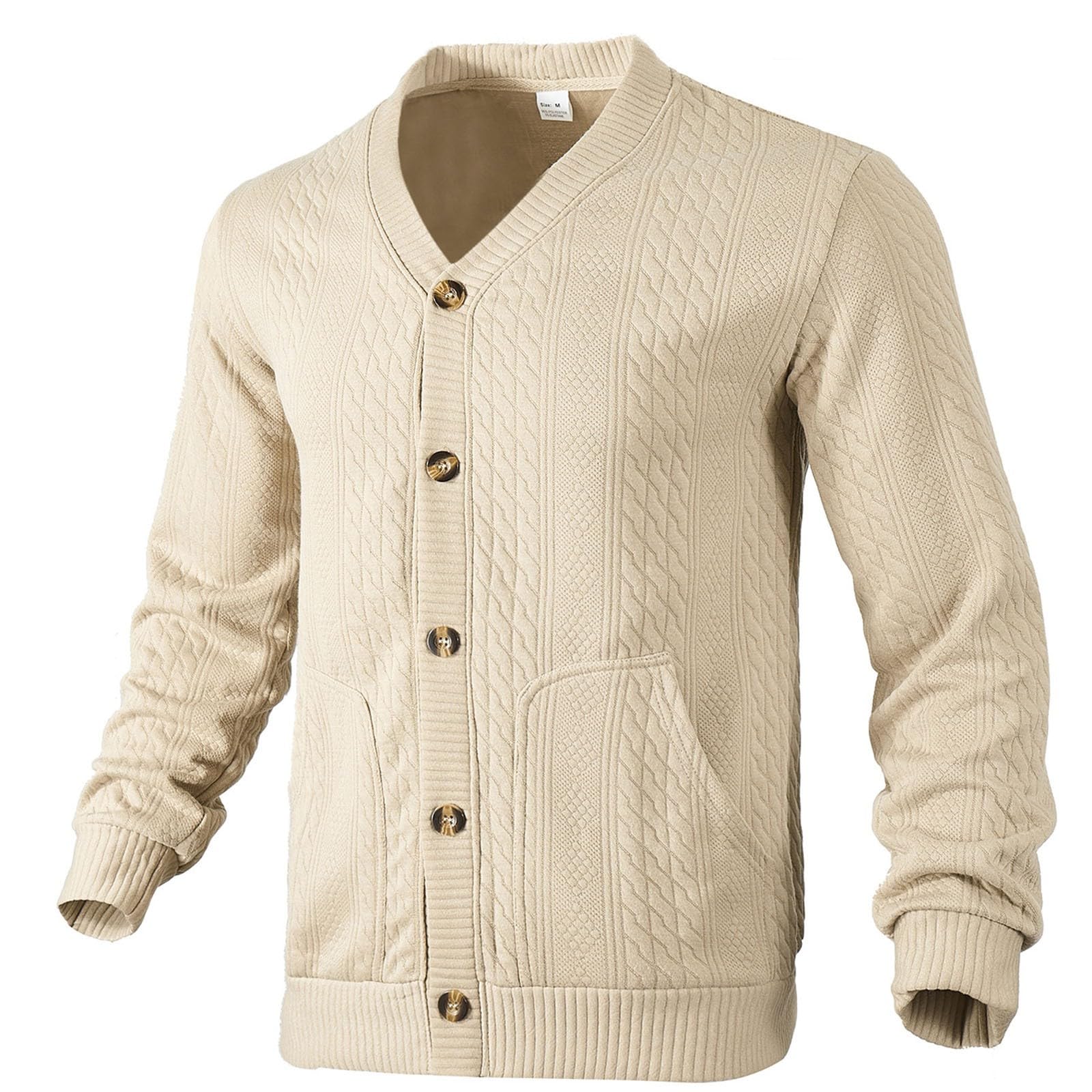 Cardigan Lana Hombre, Chaqueta De Punto Hombre Cuello Chal con Cable Suéte Manga Larga De Color Sólido Elegante Cálido Jersey con Botones para Otoño Invierno
