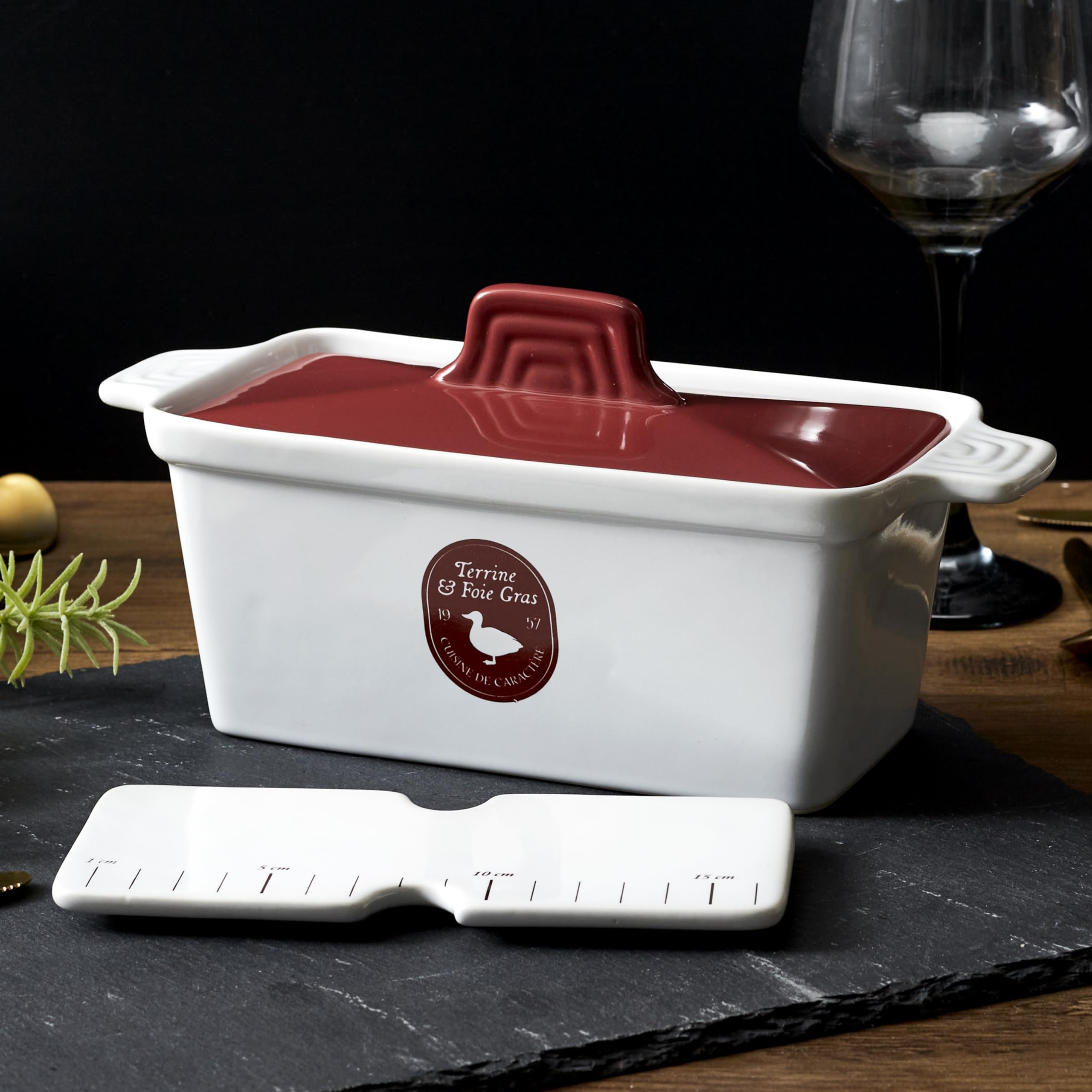 Saveur et Degustation KC2301 - Vaschetta per foie gras in ceramica con pressa, 25,5 x 11 x 27 cm, colori assortiti