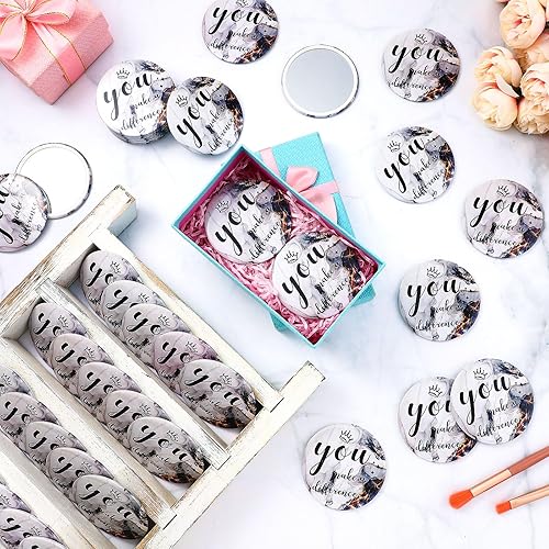 Miniatura 4 de Tradder 48 piezas de 2.76 pulgadas, mini espejo compacto inspirador a granel You Make a Difference, espejo de bolsillo de maquillaje para mujeres,
