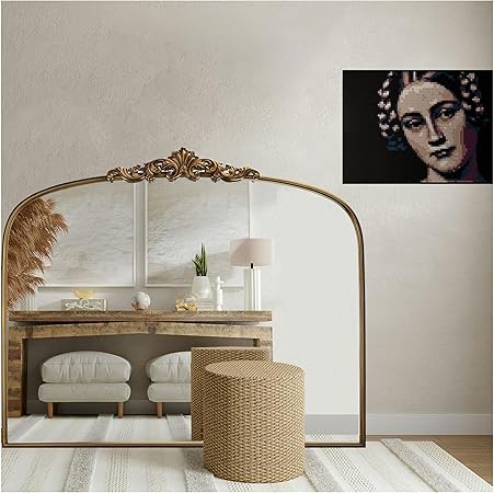 Vintage Gold Ornate Baroque Mirror 36 X30 Arched Antique Brass Mirror with Full Metal Frame