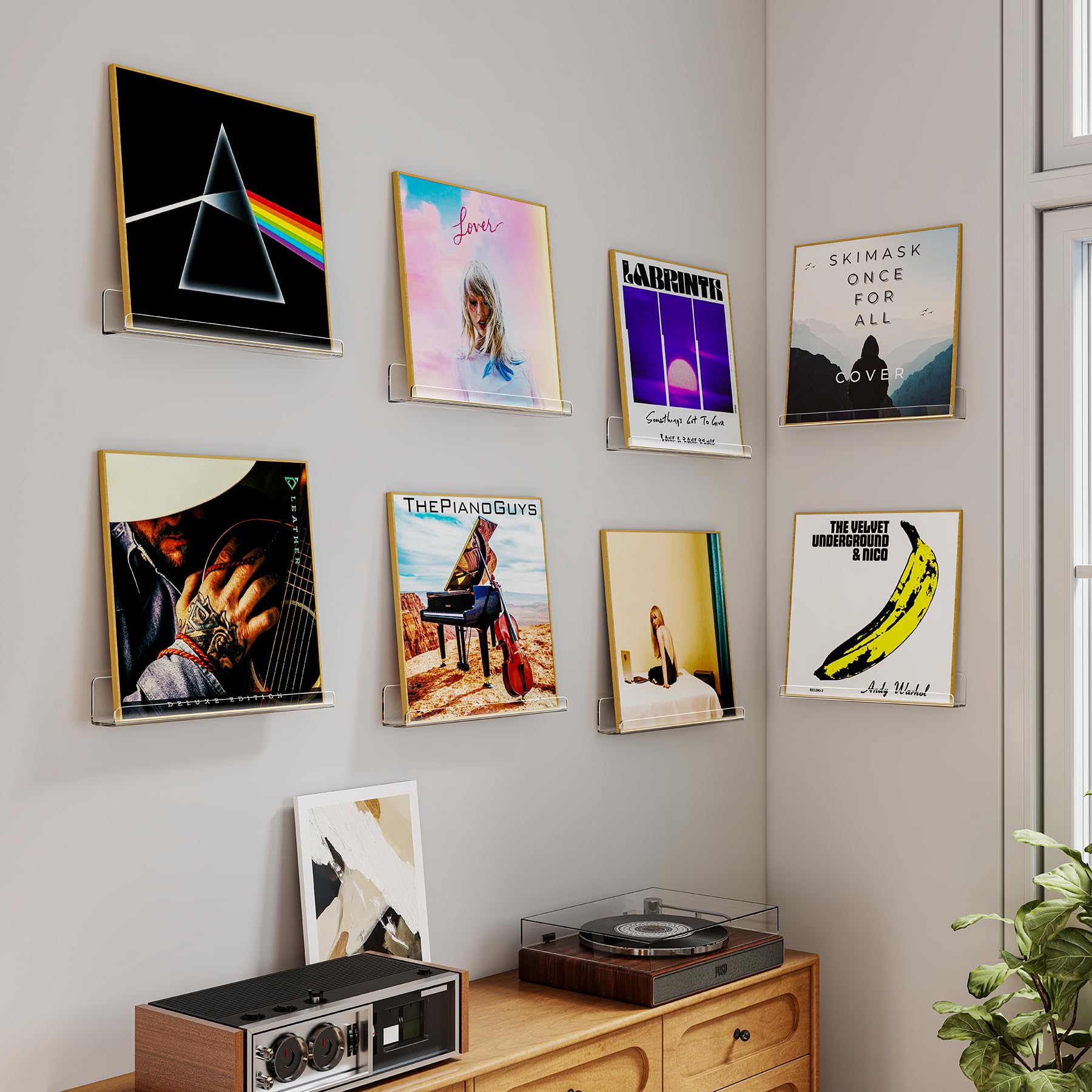 Laurensory Paquete de 8 soportes de pared para discos de vinilo de 12 pulgadas