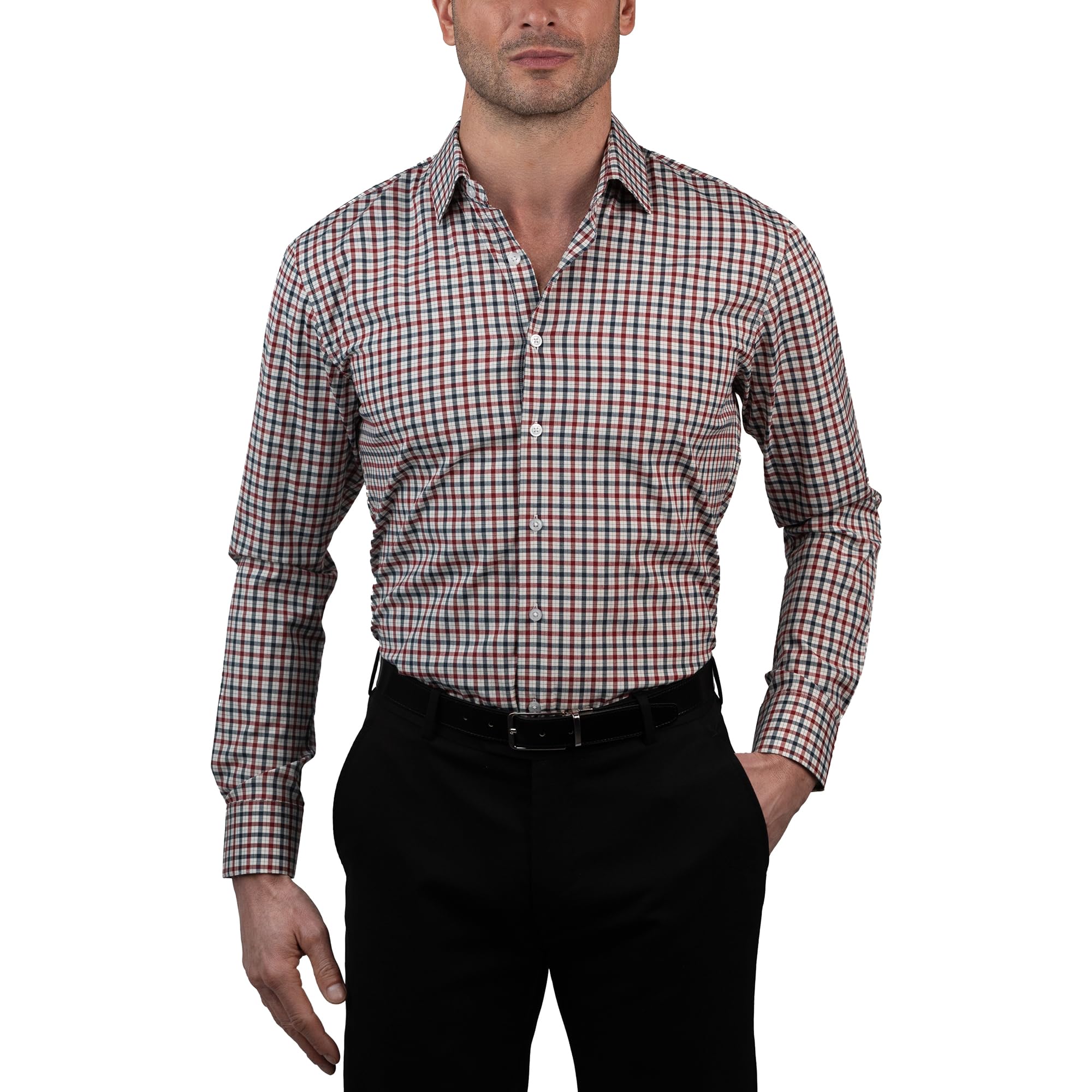 Ben Sherman Regular Fit Long Sleeve Button Down Dress Shirt for Men Wrinkle Free 4-Way Stretch Long Sleeve Formal