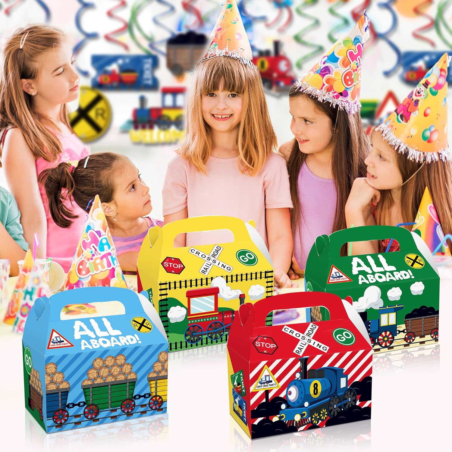 24 Pcs Train Themed Gift boxes with Handles in 4 Assorted Designs,Perfect for Transportation Enthusiasts, Party Favors, and Themed Events,Ideal for Birthdays, All Celebrations - Image 5