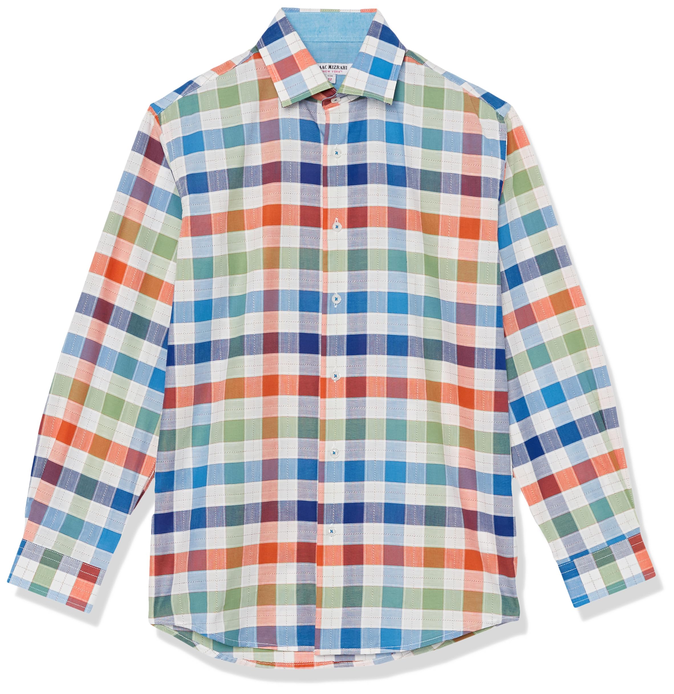 Isaac Mizrahi Boy's Long Sleeve Multi-Check Button Down Shirt