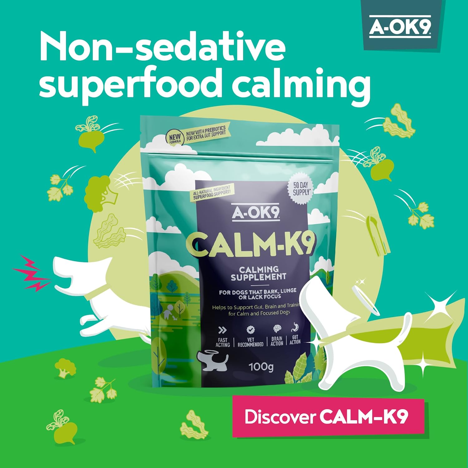 AOK9 CalmK9 5x100g Multipack Calming Supplement for Dogs with