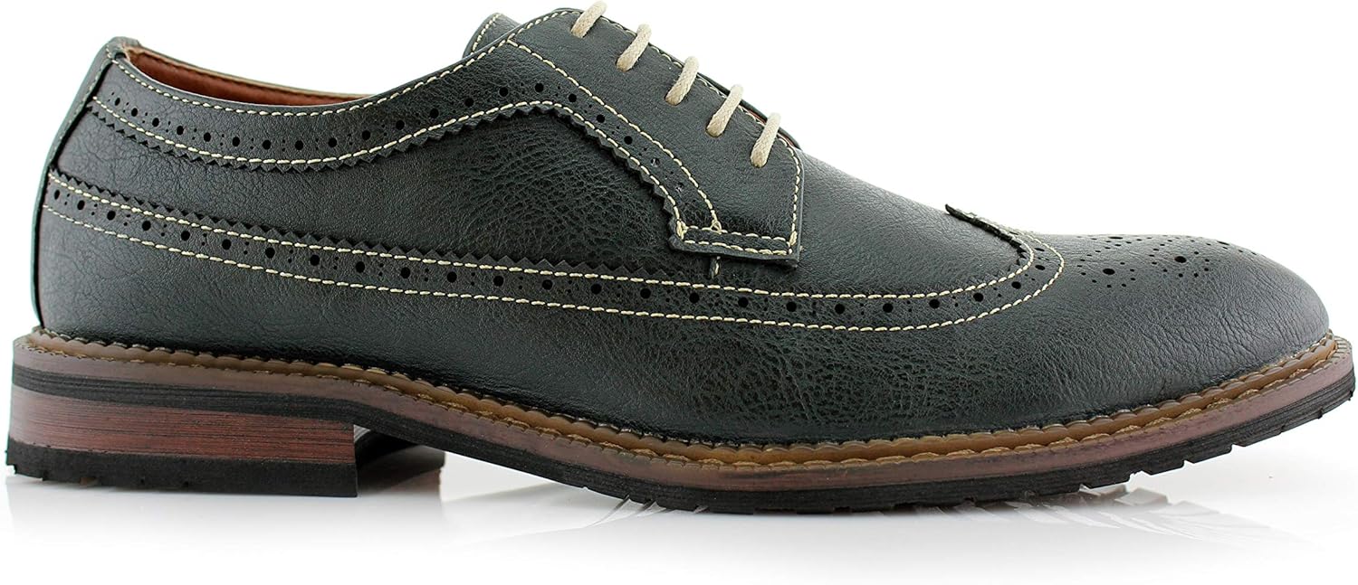 Ferro Aldo Phillip MFA19312 Mens Classic Brogue Wingtip Perforated Derby Dress Shoes 7 Green