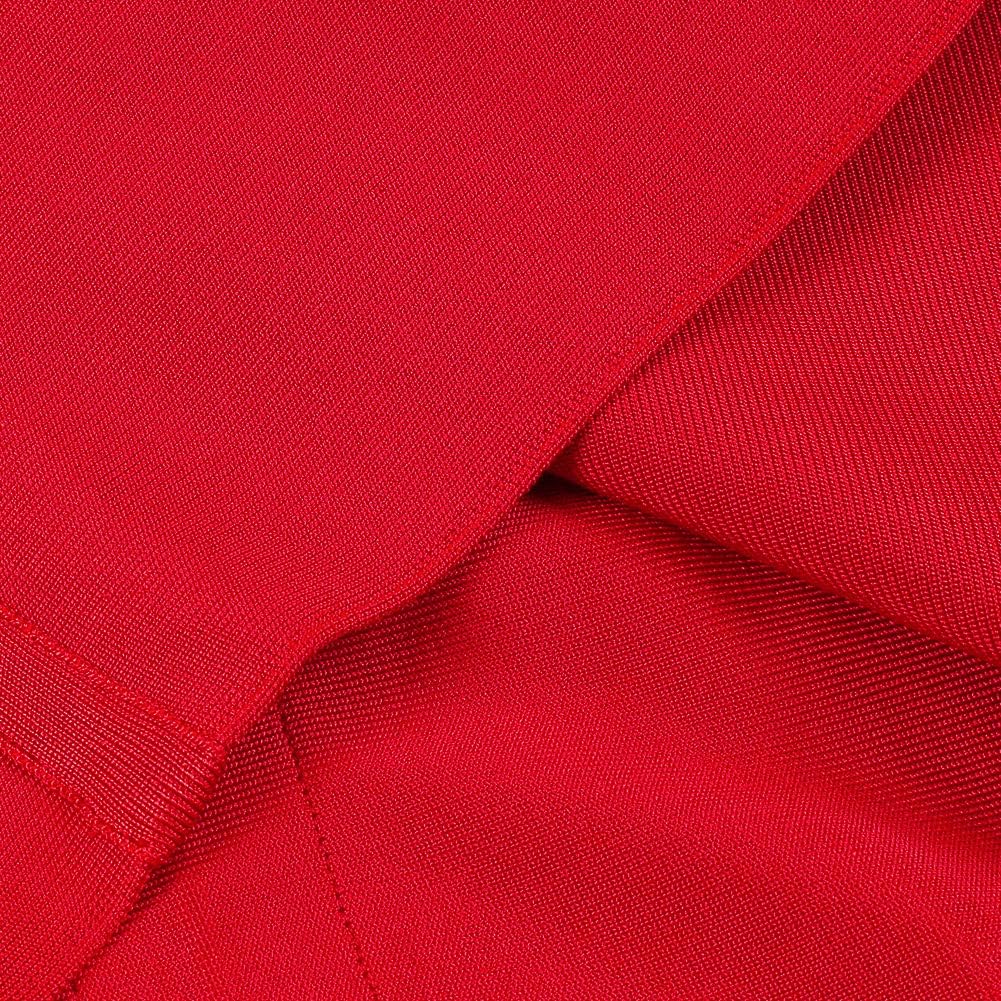 UONBOX Women's Deep Plunge V Neck Long Sleeves Draped Knee Length Bodycon Bandage Dress - Image 6