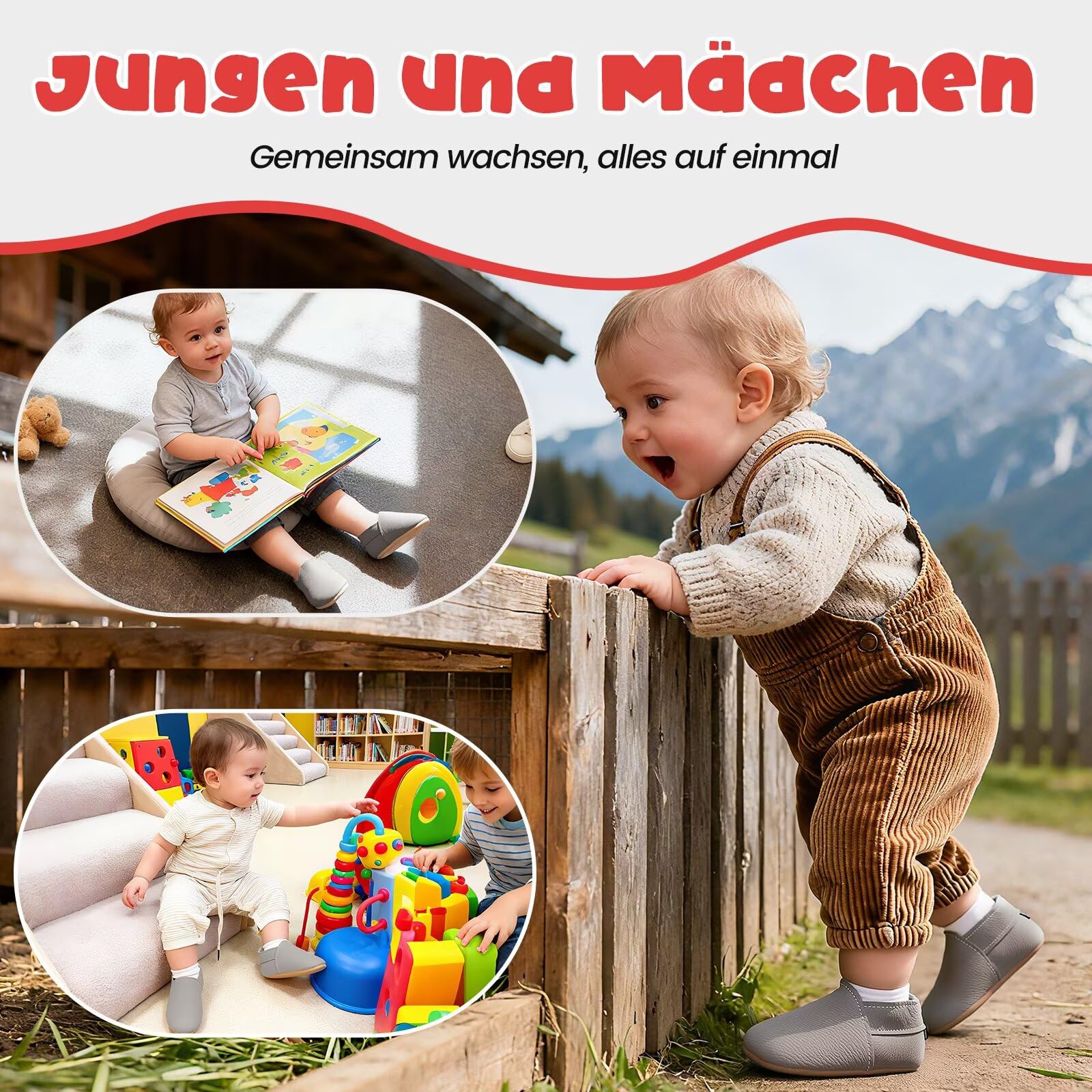 HMIYA Weiche Leder Krabbelschuhe Babyschuhe Lauflernschuhe mit Wildledersohlen für Jungen und Mädchen 0-6 Monate 6-12 Monate 12-18 Monate 18-24 Monate