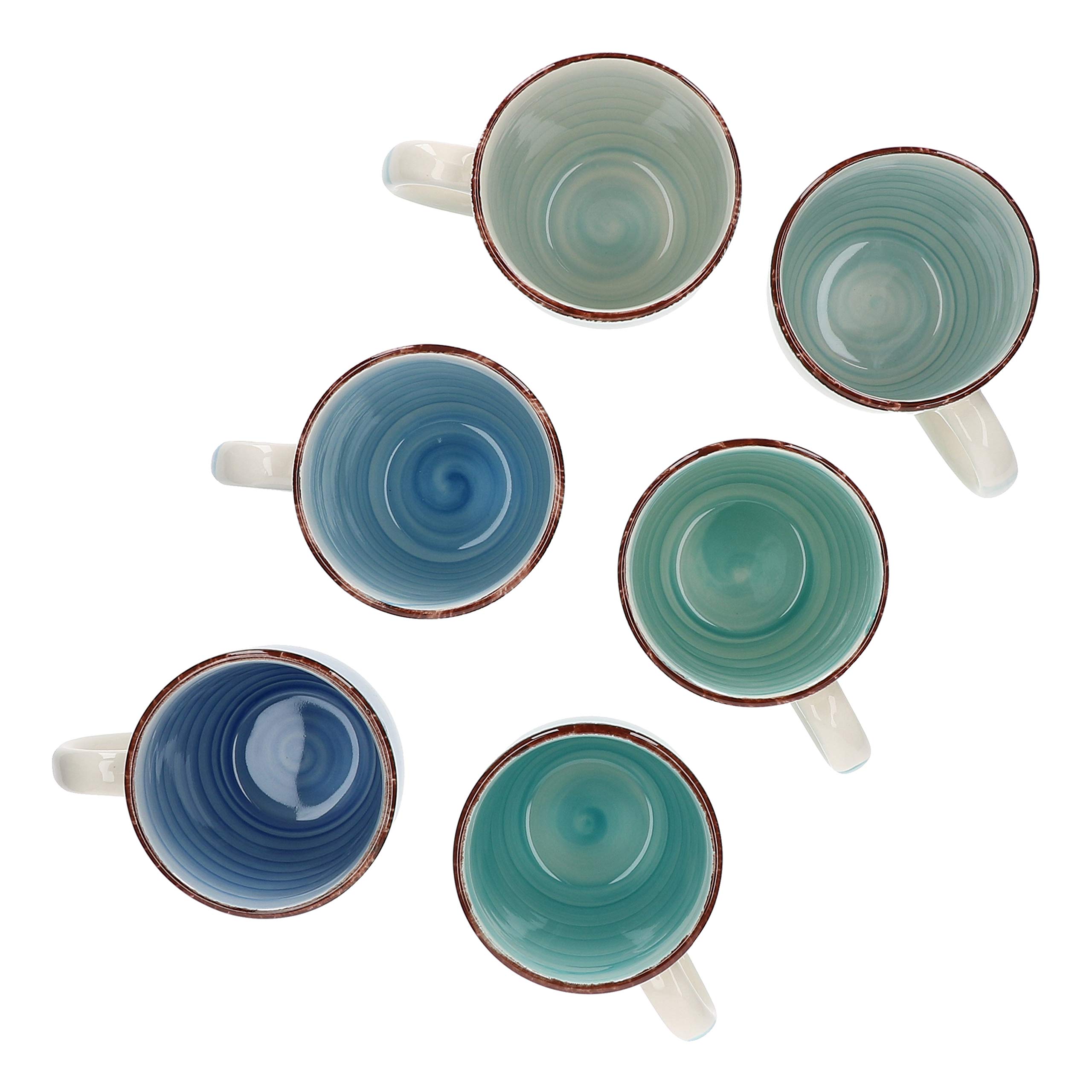 MamboCat Blue Kaffee-Becher-Set 6 Stück – 300 Ml, Steingut, Maritime Strudel-Dekor In Blautönen