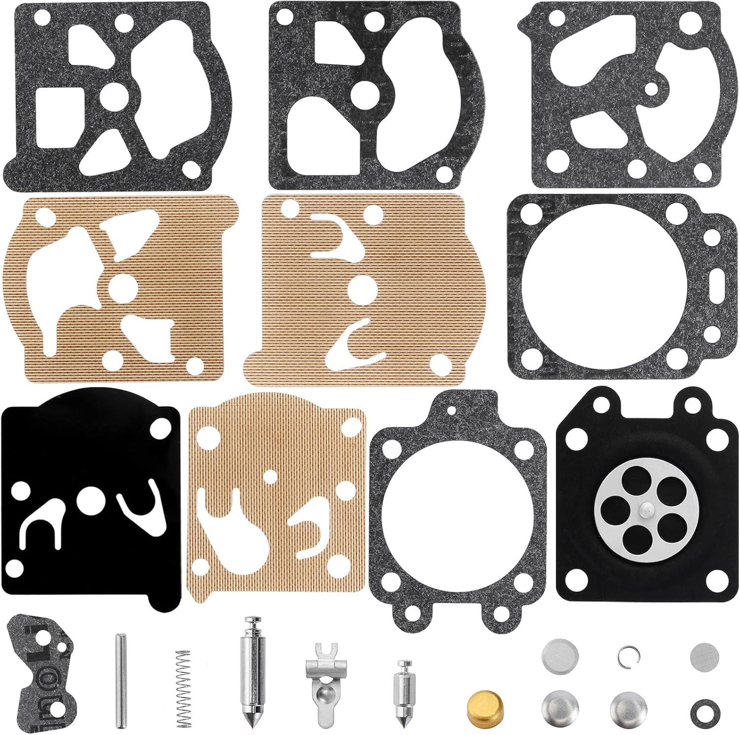 K20-WAT Carburetor Rebuild Kit Compatible with Homelite Jonsered McCulloch 35 40 46 Sachs-Dolmar 100 102 109 110 111 115 340 400 BC330 String Trimmer Blower Chainsaw Pack for 10