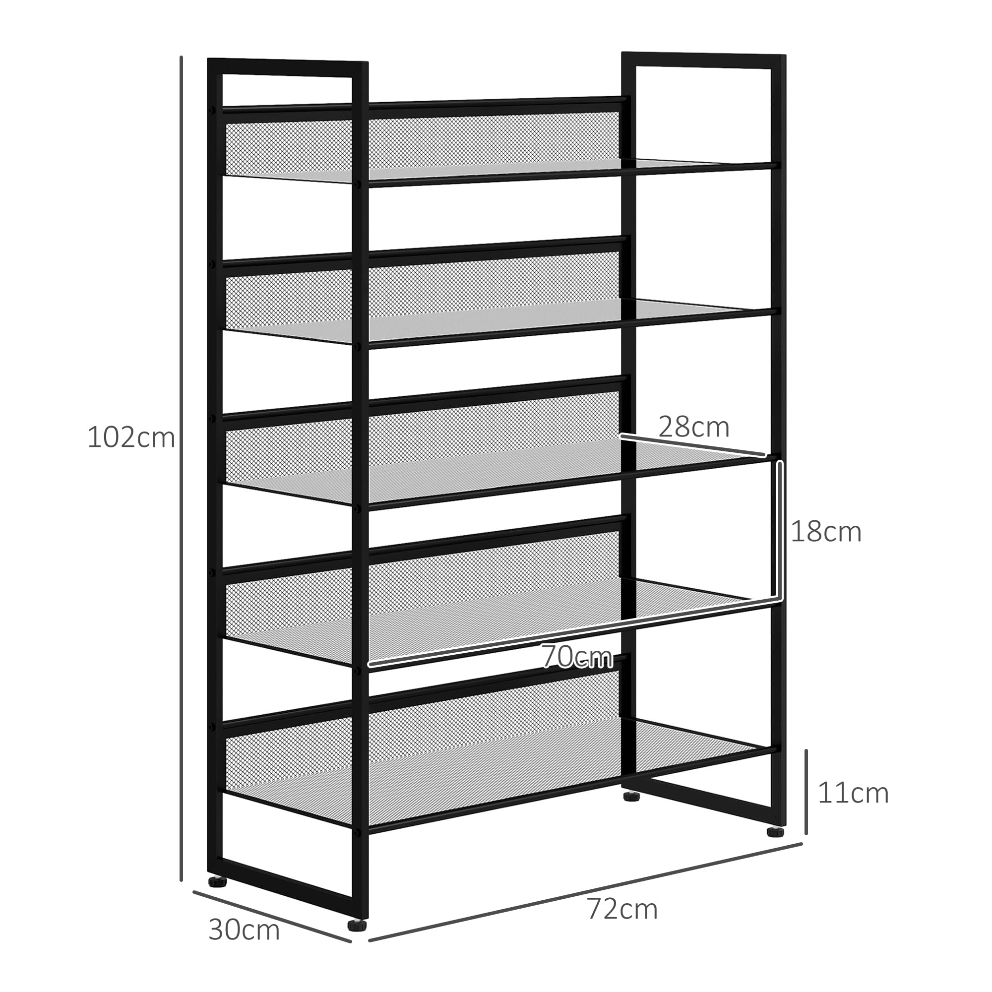 Patinao 2 stuks schoenenrek smal met 5 niveaus, ruimtebesparend schuin organizer