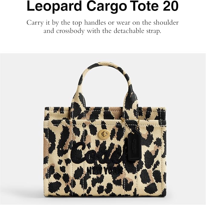 COACH Women's Camo Cargo Tote 20, B4/Natural Leopard, One Size