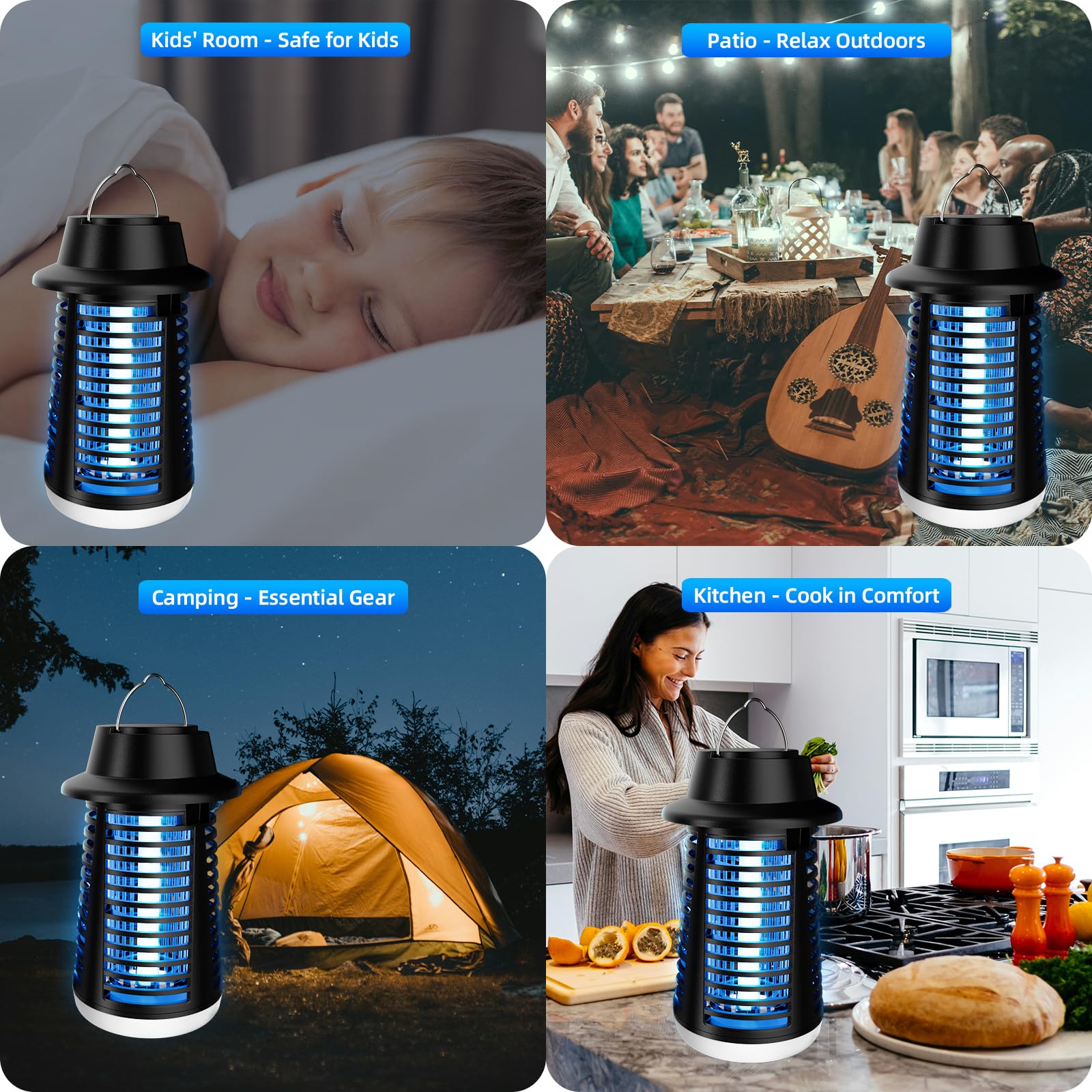 Bug Zapper Outdoor Indoor Mückenzapper Fliegenfalle Wasserdicht Insektenvernichter 3800V Elektrischer Fliegenvernichter für Zuhause, Terrasse, Camping, Küche