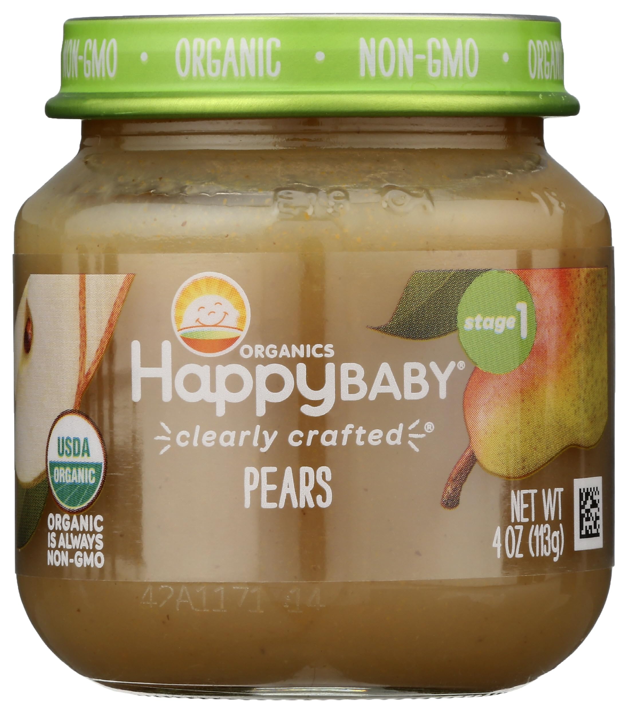 HAPPY BABY Organic Stage 1 Pears, 4 OZ